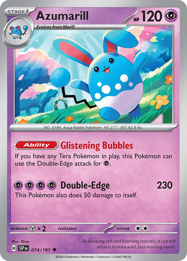 Uncommon sv08-074 non-holo – Pokémon Azumarill - 074/191 - Uncommon [sv08-074] [Non-Holo]