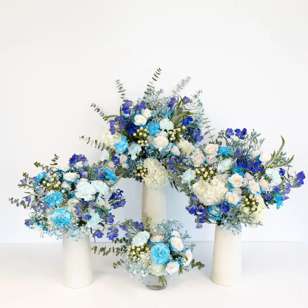 FiftyFlowers Aqua Blue Flower Centerpiece