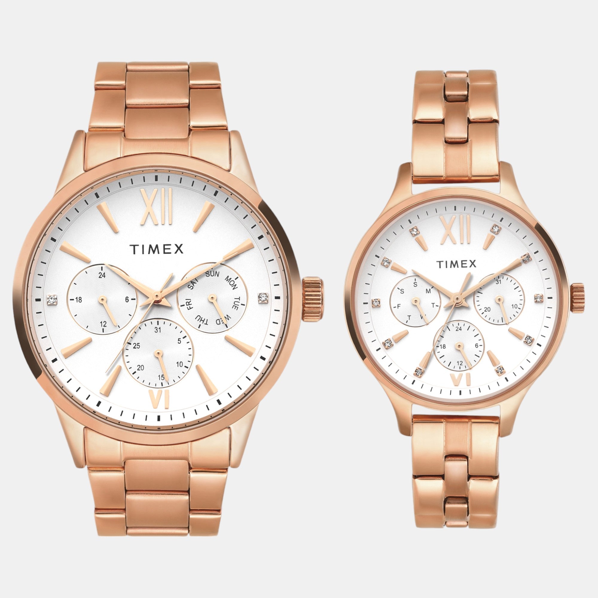 Timex Fashion Couple Quartz Silver Dial Multi-Function Stainless Steel Watch TW00PR304