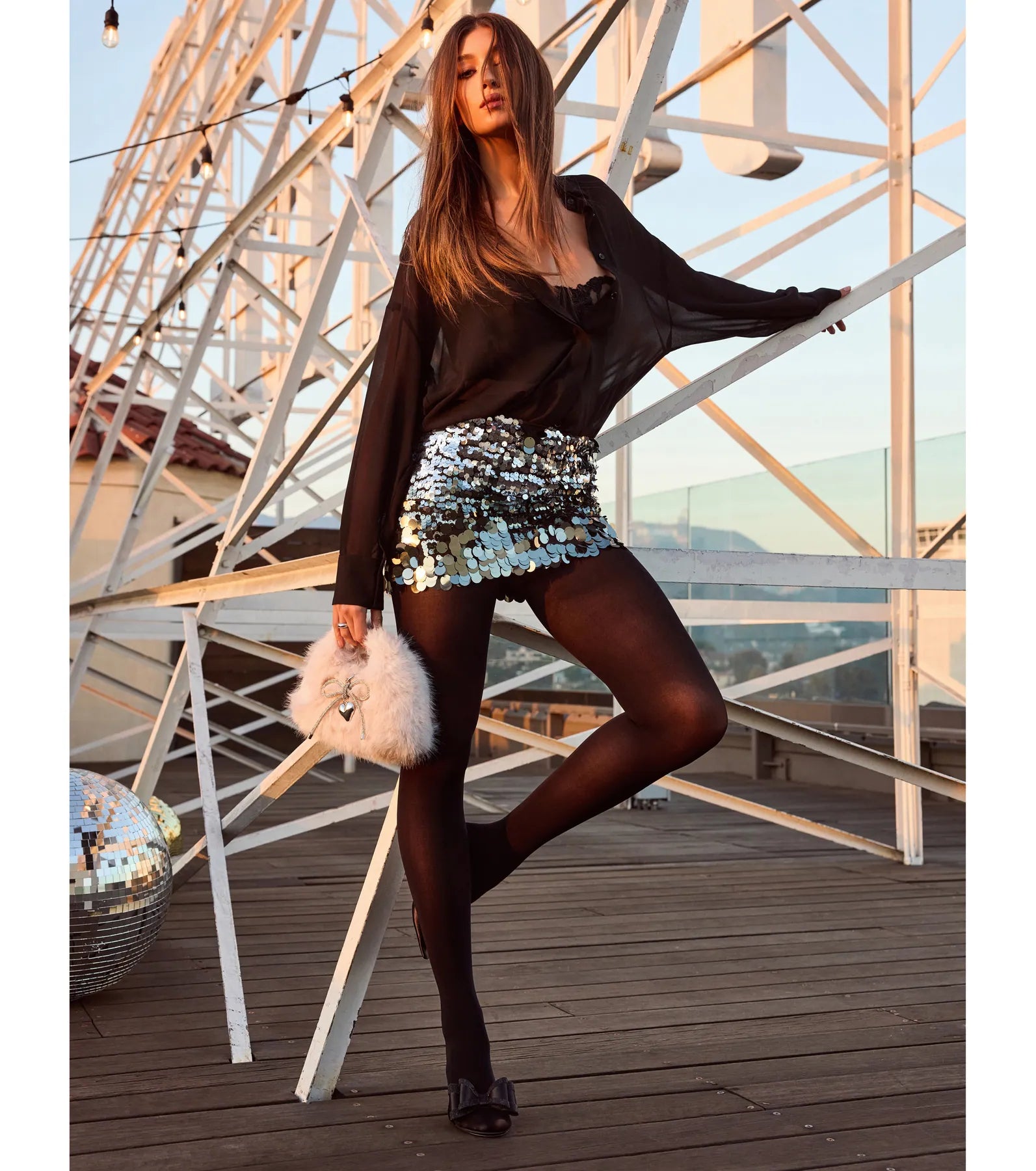 Windsor Radiant Twinkle Sequin Mini Skirt – PEWTER - view 5