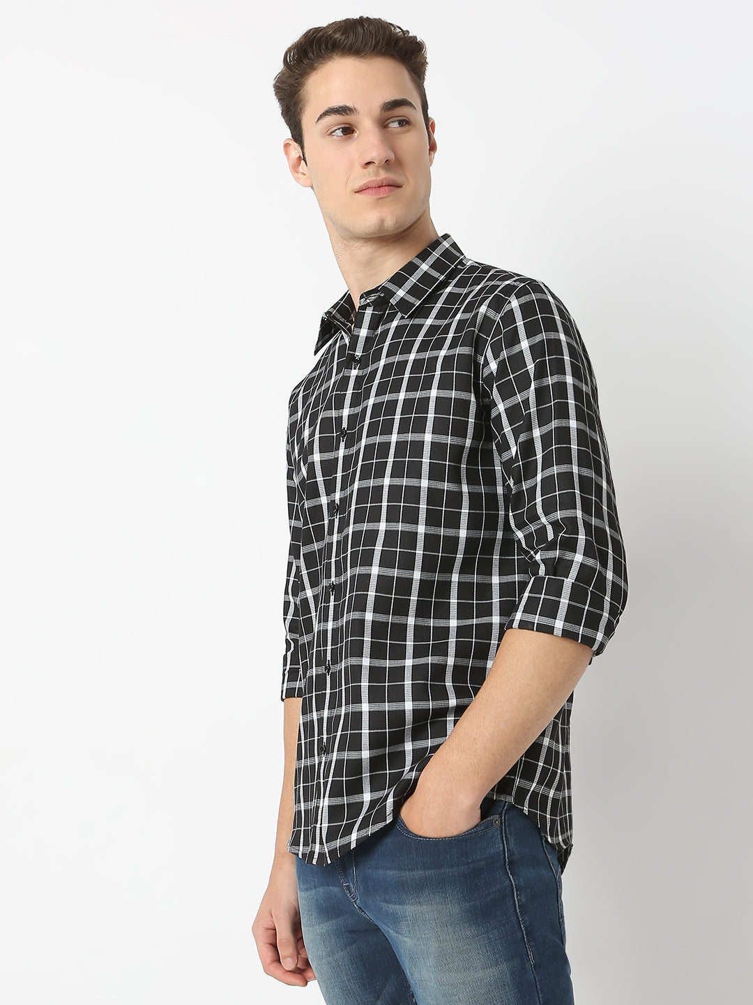 MARK & ALBERT Casual Checks Shirt – Black