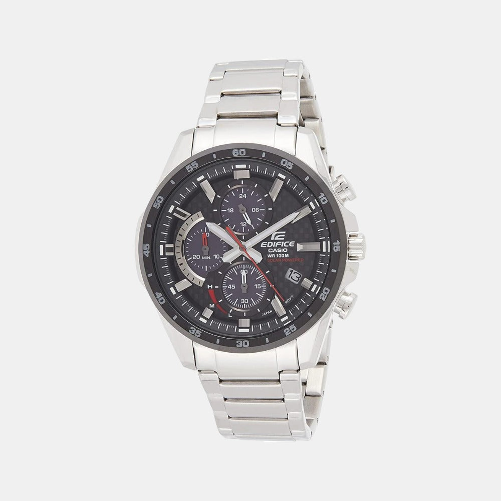 Casio Edifice Men Quartz Black Dial Chronograph Stainless Steel Watch EX434