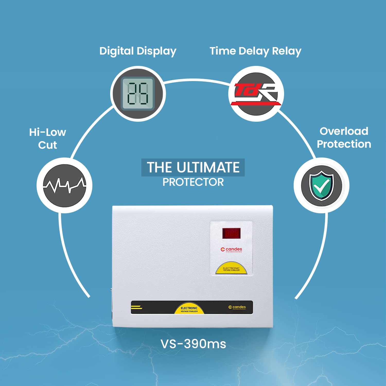 Candes Crystal 3kVA for 1 Ton AC -90V to 290V Voltage Stabilizer with Wide Working Range Best for Inverter AC, Split AC or Windows AC Upto 1 Ton (Grey - view 4