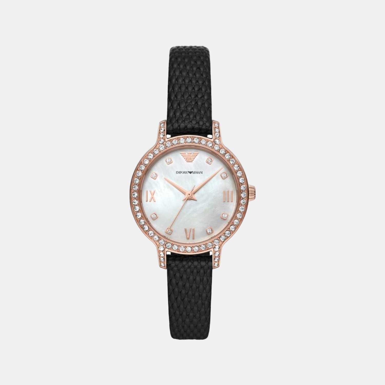 Emporio Armani helios (Cleo) Women Quartz Mother Of Pearl Dial Analog Leather Watch AR11485