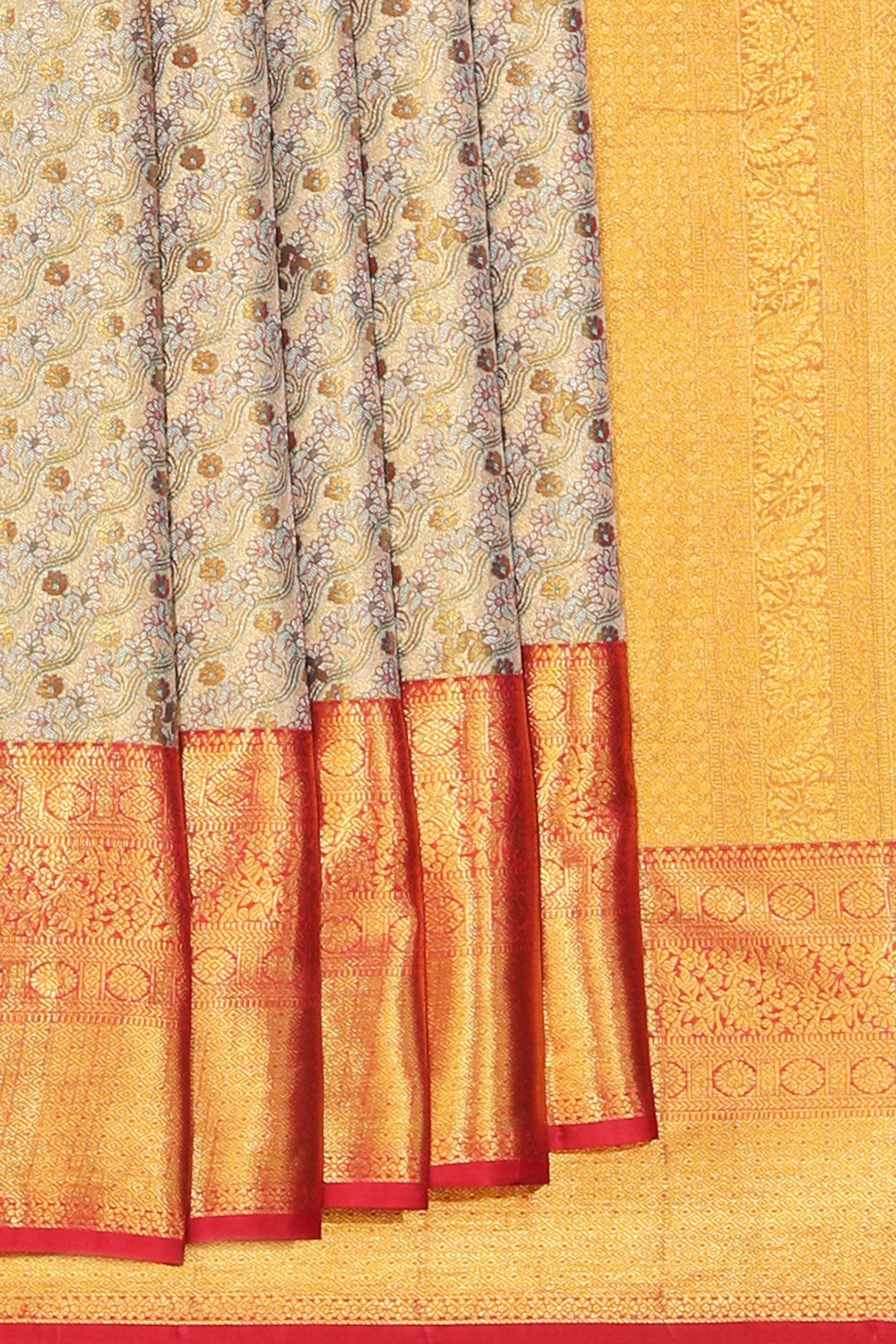 Kalanjali Kanchipattu Brocade Gold Saree – Women's
