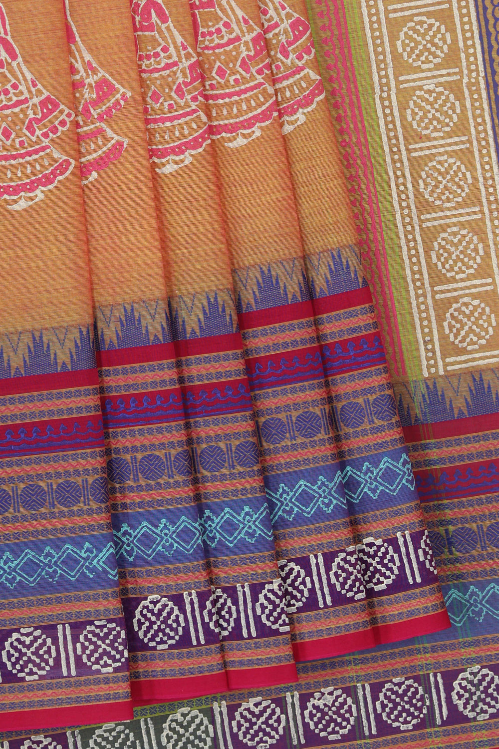 Kalanjali Ethnics Hand block printed cotton saree