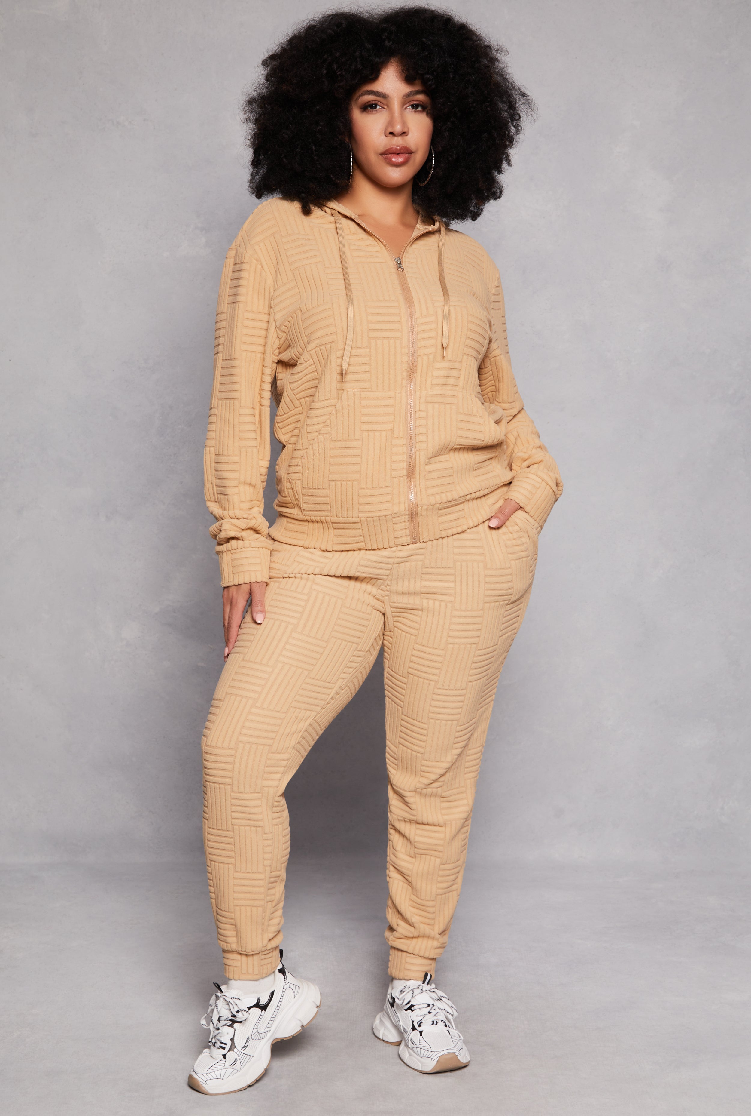 Rainbow Shops Plus Size Geometric Embossed Joggers