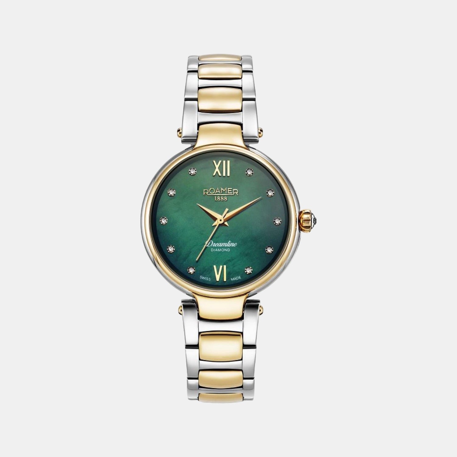 Roamer Dreamline Diamond Women Quartz Green Dial Analog Stainless Steel Watch 857847 47 79 50