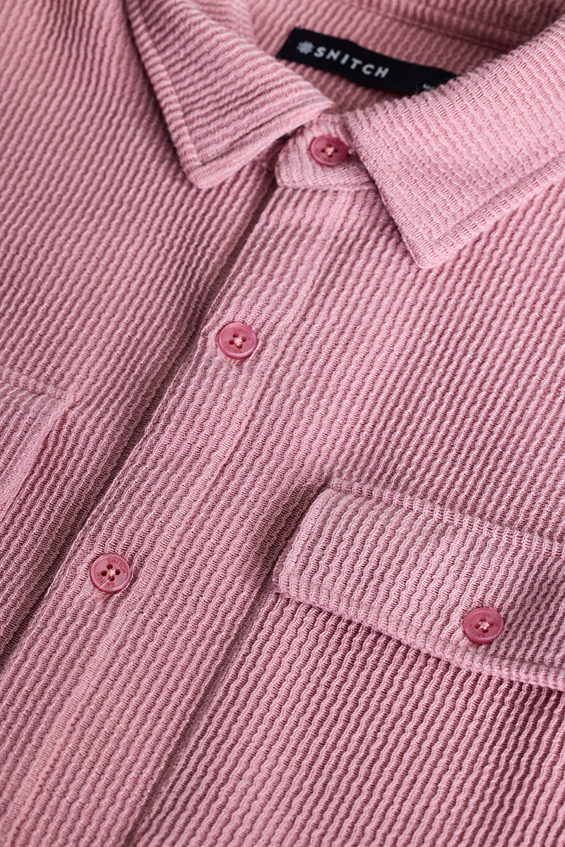 SNITCH Pink Textured Double Pocket Shirt - view 2