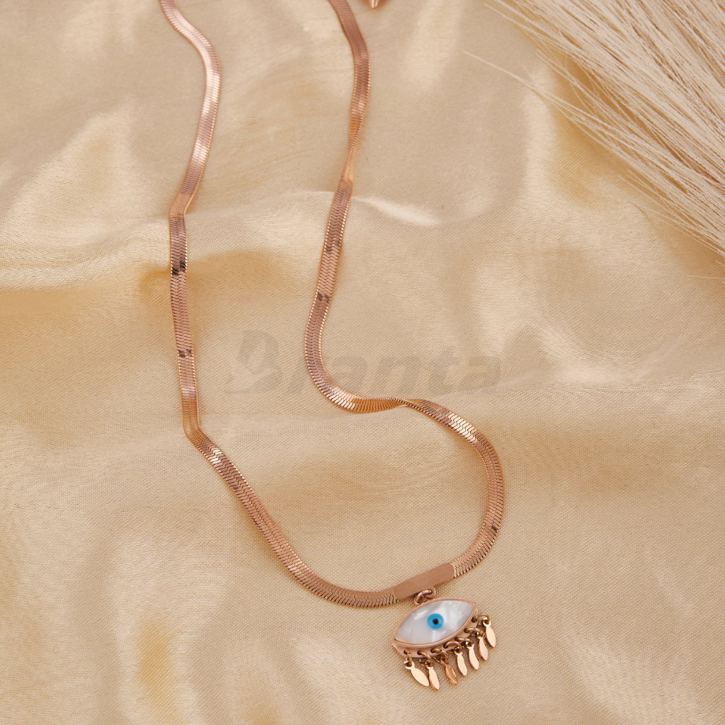 Branta Beautiful Evil Eye Pendant Snake Rose Gold Necklace For Women - view 2