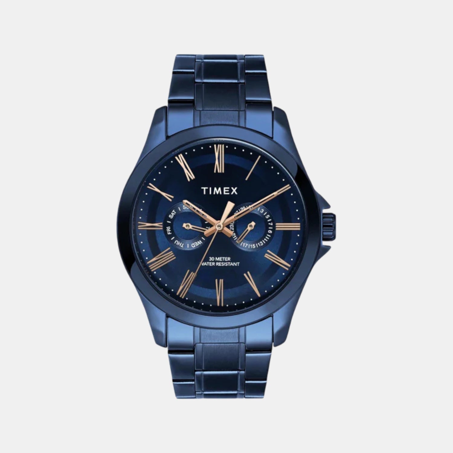 Timex Fashion Men Quartz Blue Dial Analog Stainless Steel Watch TW000X137