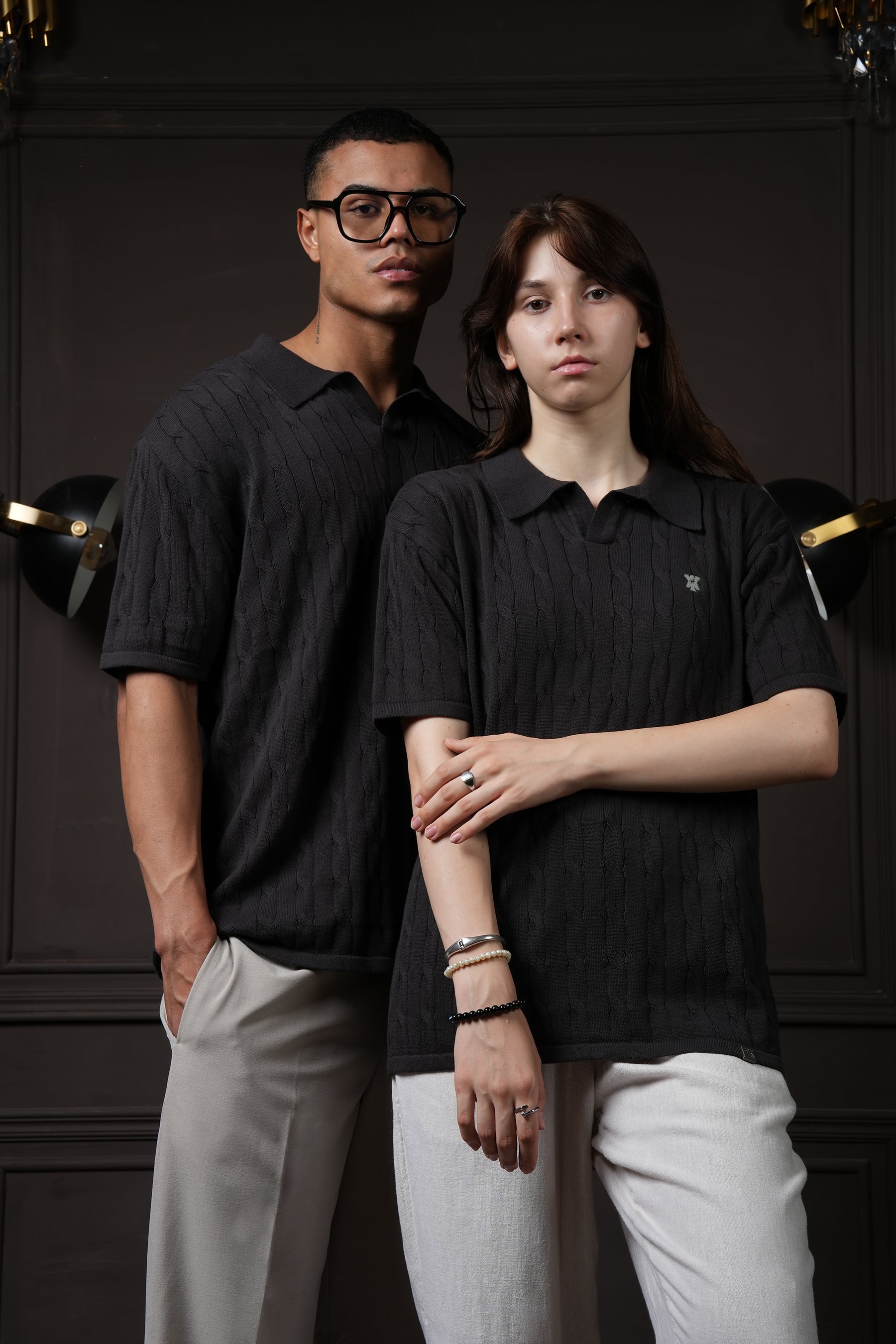 Y*all Pristine Cable Knit Polo - Shadow - view 9