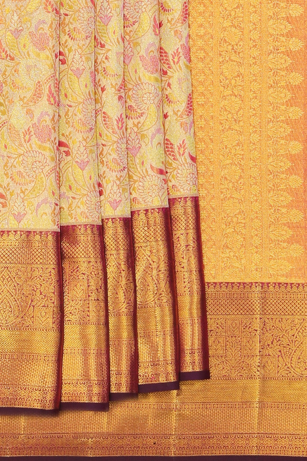 Kalanjali Kanchipattu Brocade Gold Saree – Women's
