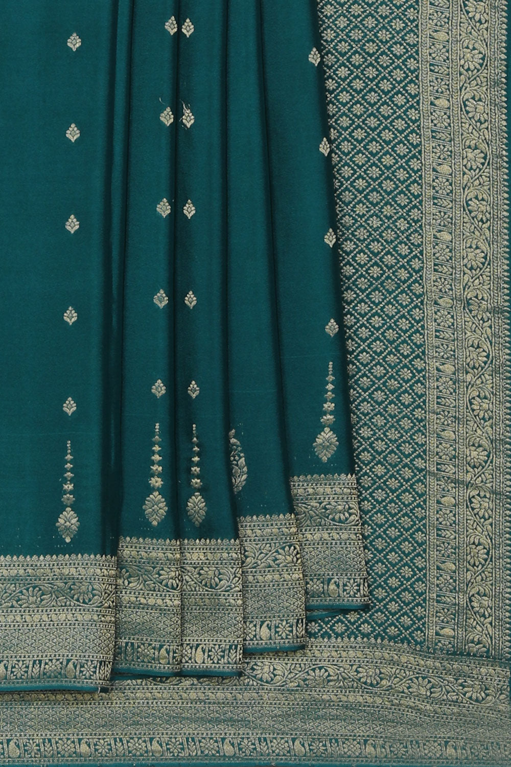 Kalanjali Crepe Silk Teal Green Saree – Women's