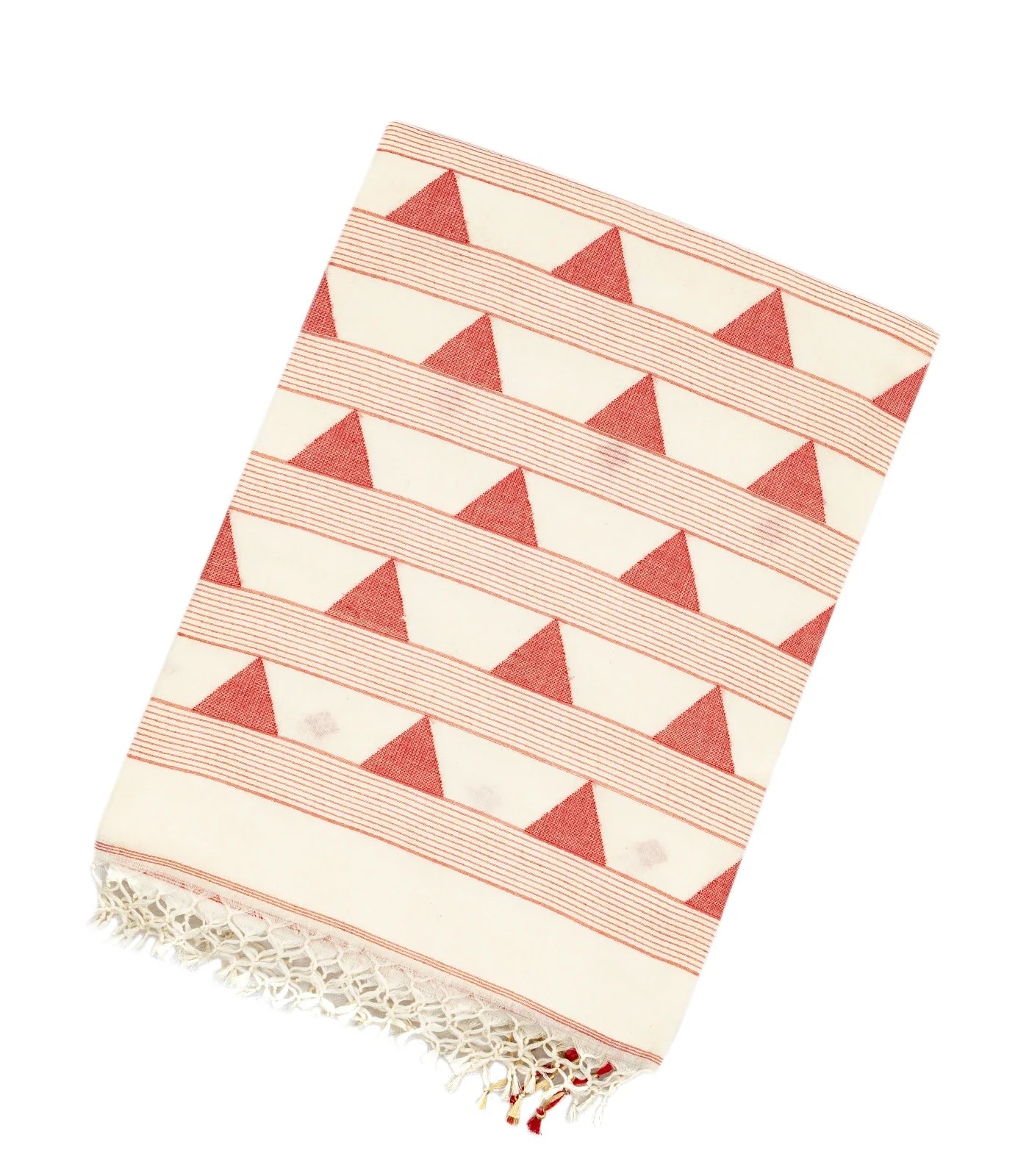RmKV White Handloom Bengal Cotton Saree With Diamond Buttas