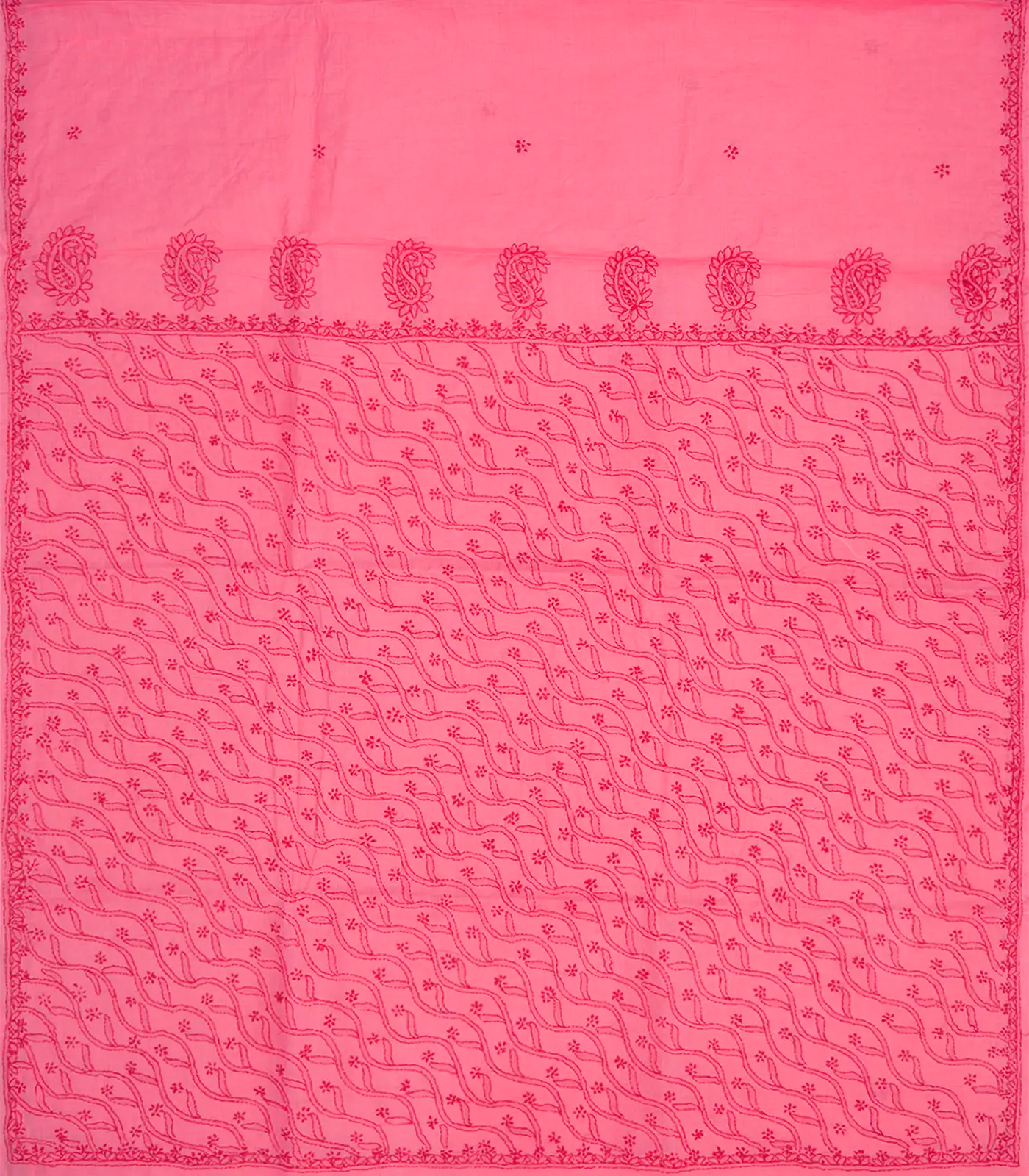 RmKV Baby Pink Chikankari Embroidered Cotton Saree With Mango Motifs-Baby Pink - view 2