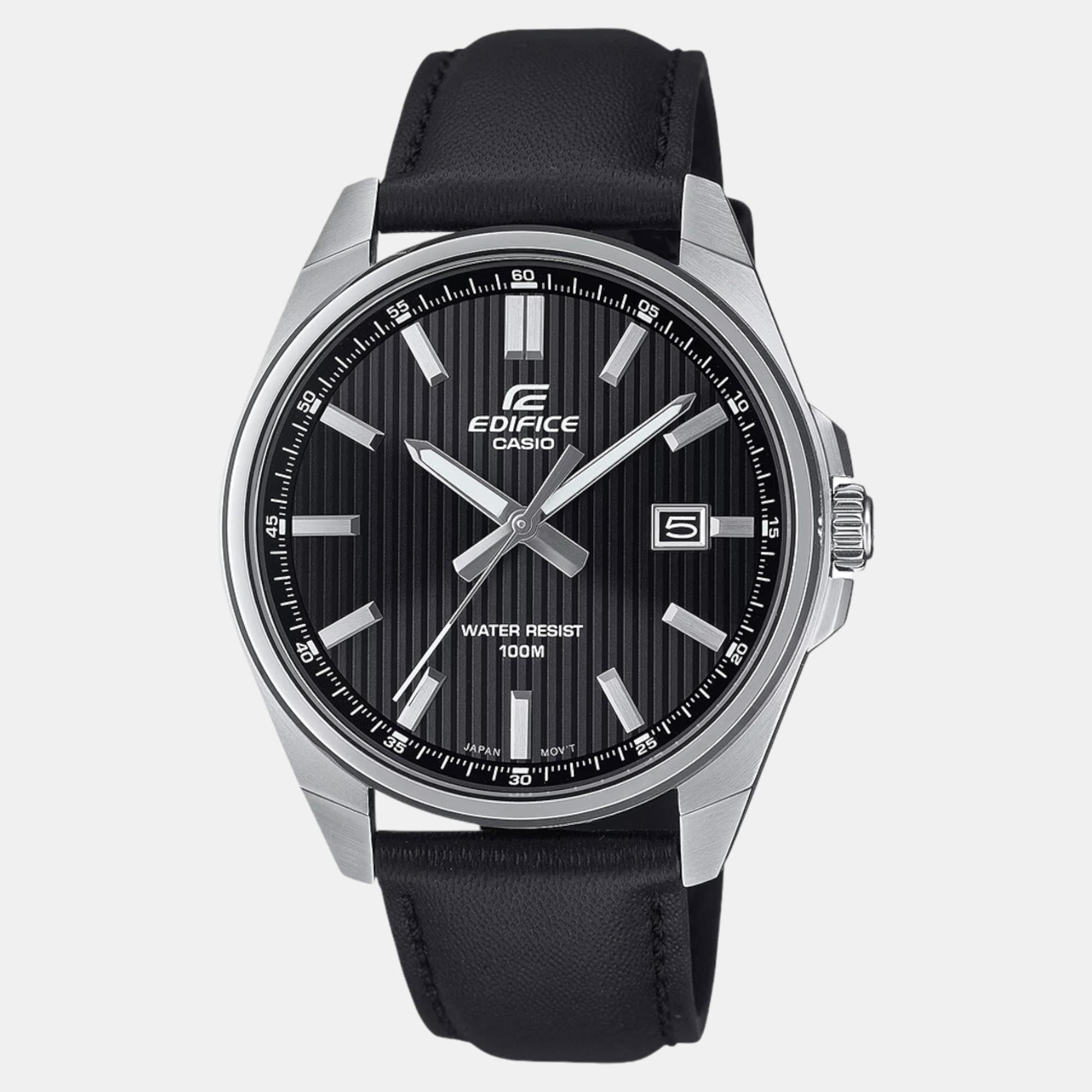 Casio Edifice Men Quartz Black Dial Analog Leather Watch ED621