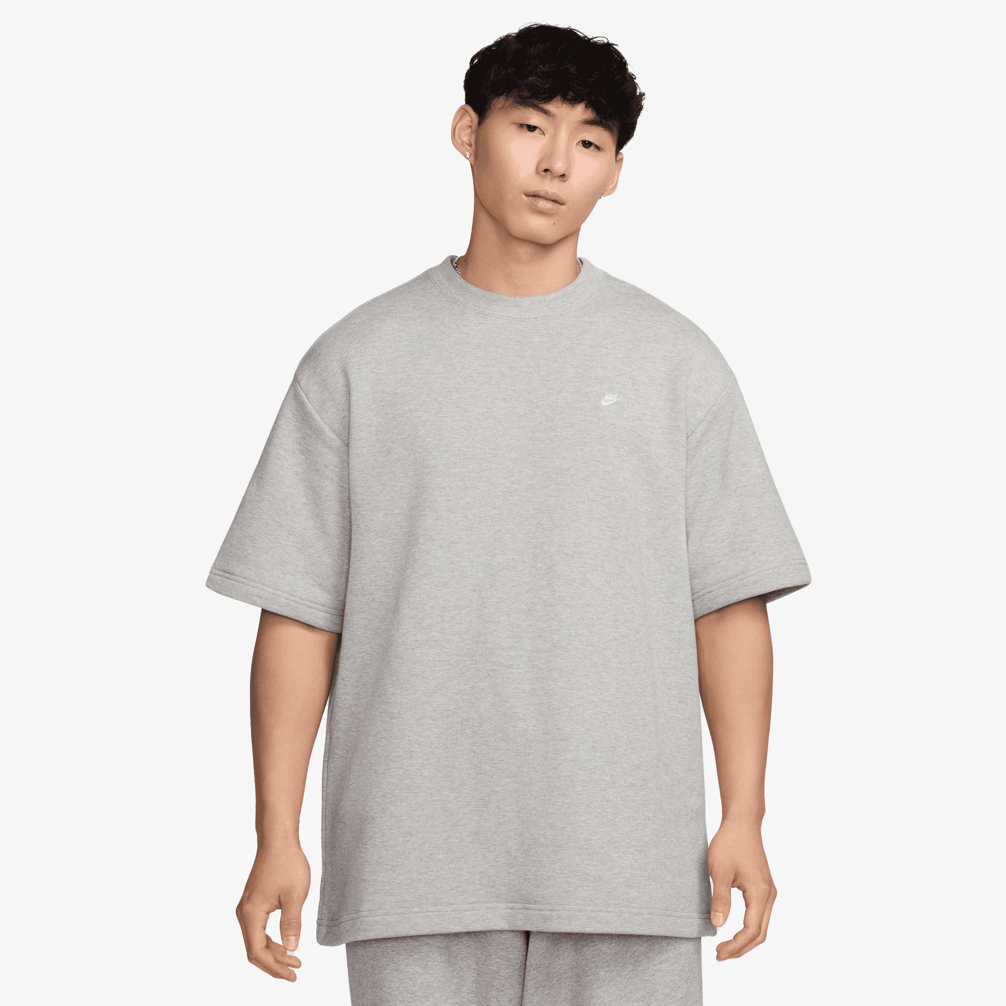 Nike | Sportswear French Terry Short-sleeve Top { Dk Grey Heather/white