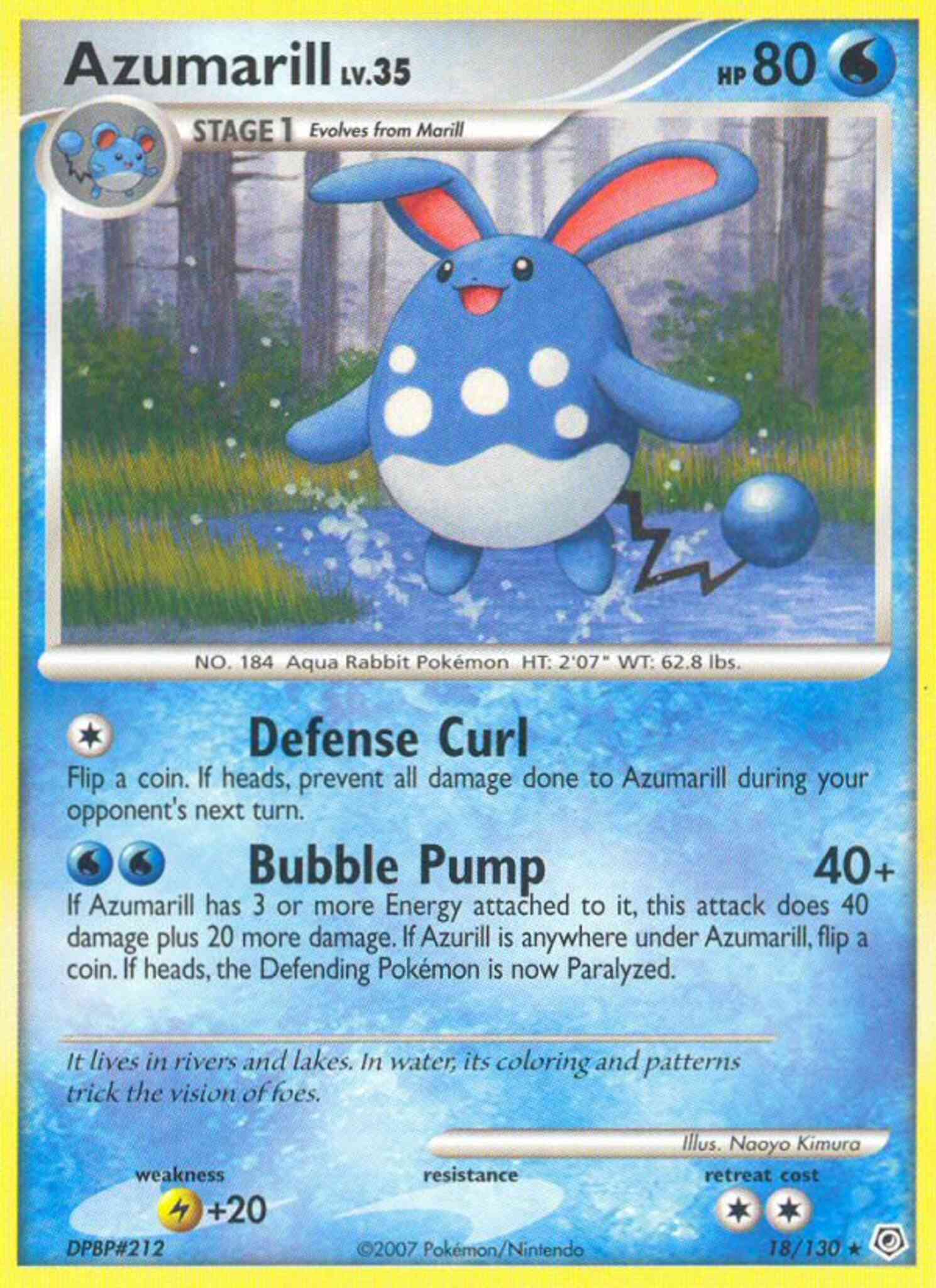 Rare dp1-18 reverse – Pokémon Azumarill - 18/130 - Rare [dp1-18] [Reverse Holo]