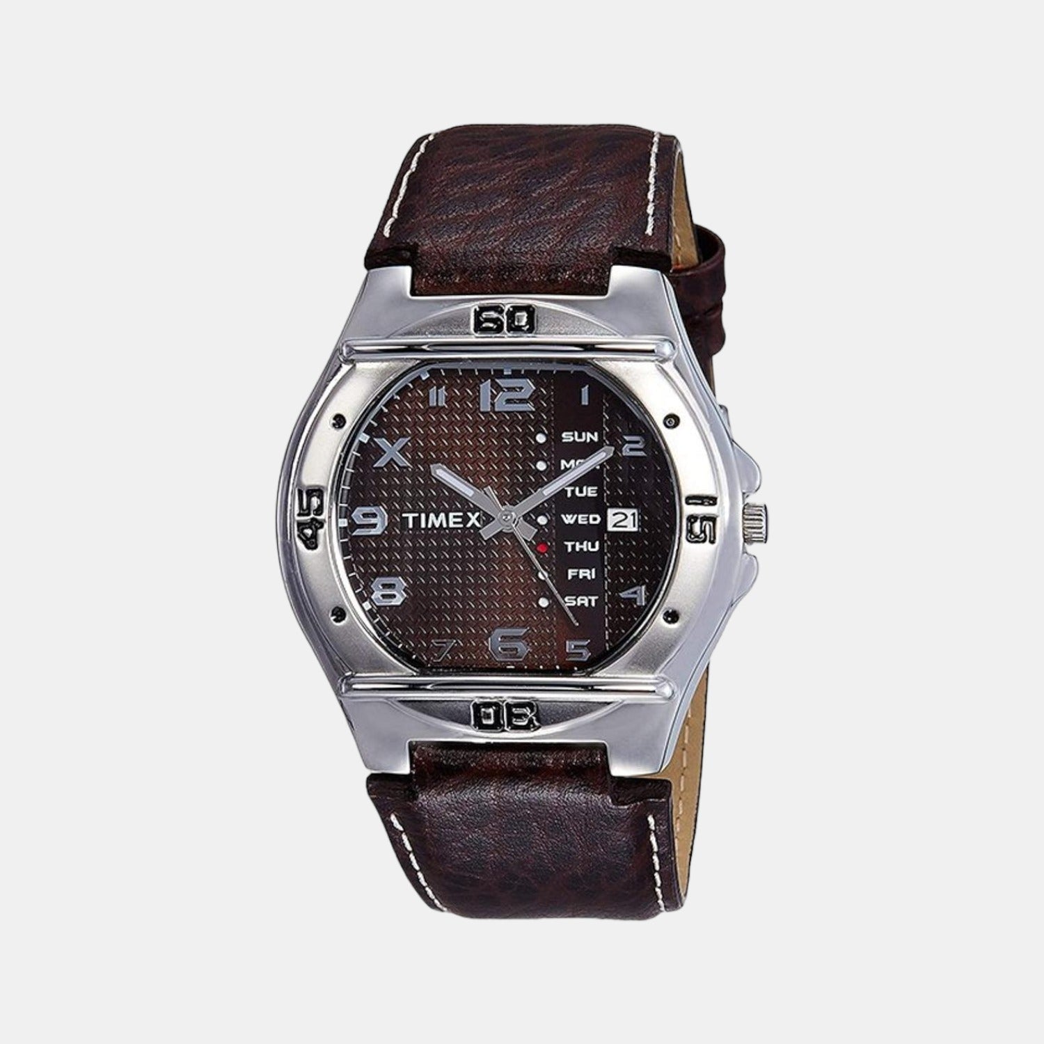 Timex Fashion Men Quartz Brown Dial Analog Leather Watch EL04