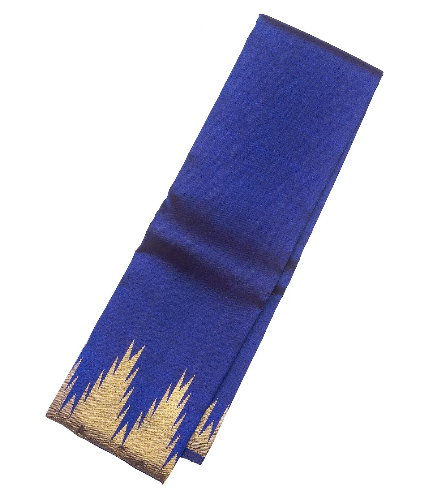 RmKV Blue Handloom Kanchipuram Silk Saree With Temple Border