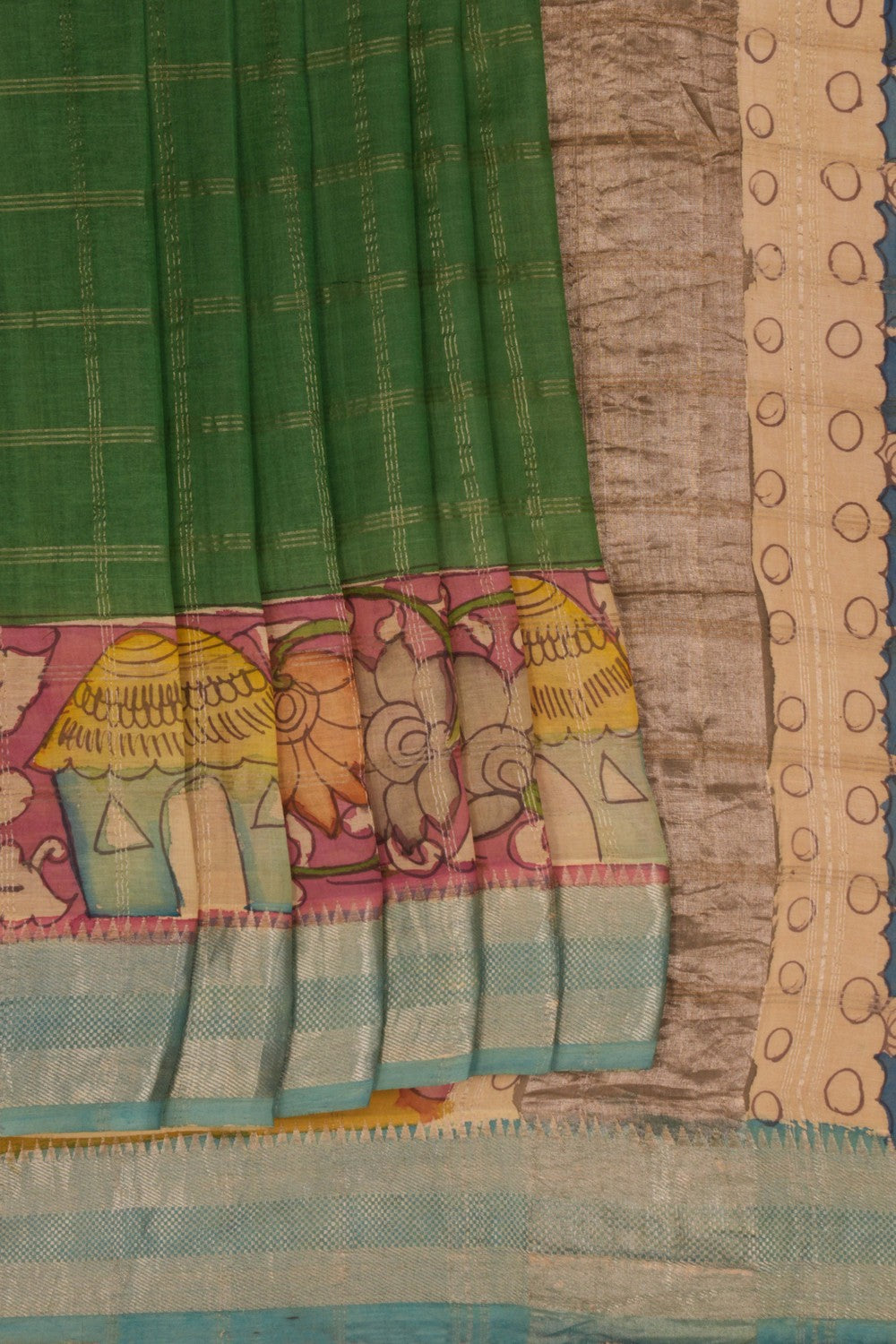 Kalanjali Kalamkari Painted Saree With Natural Dyes.