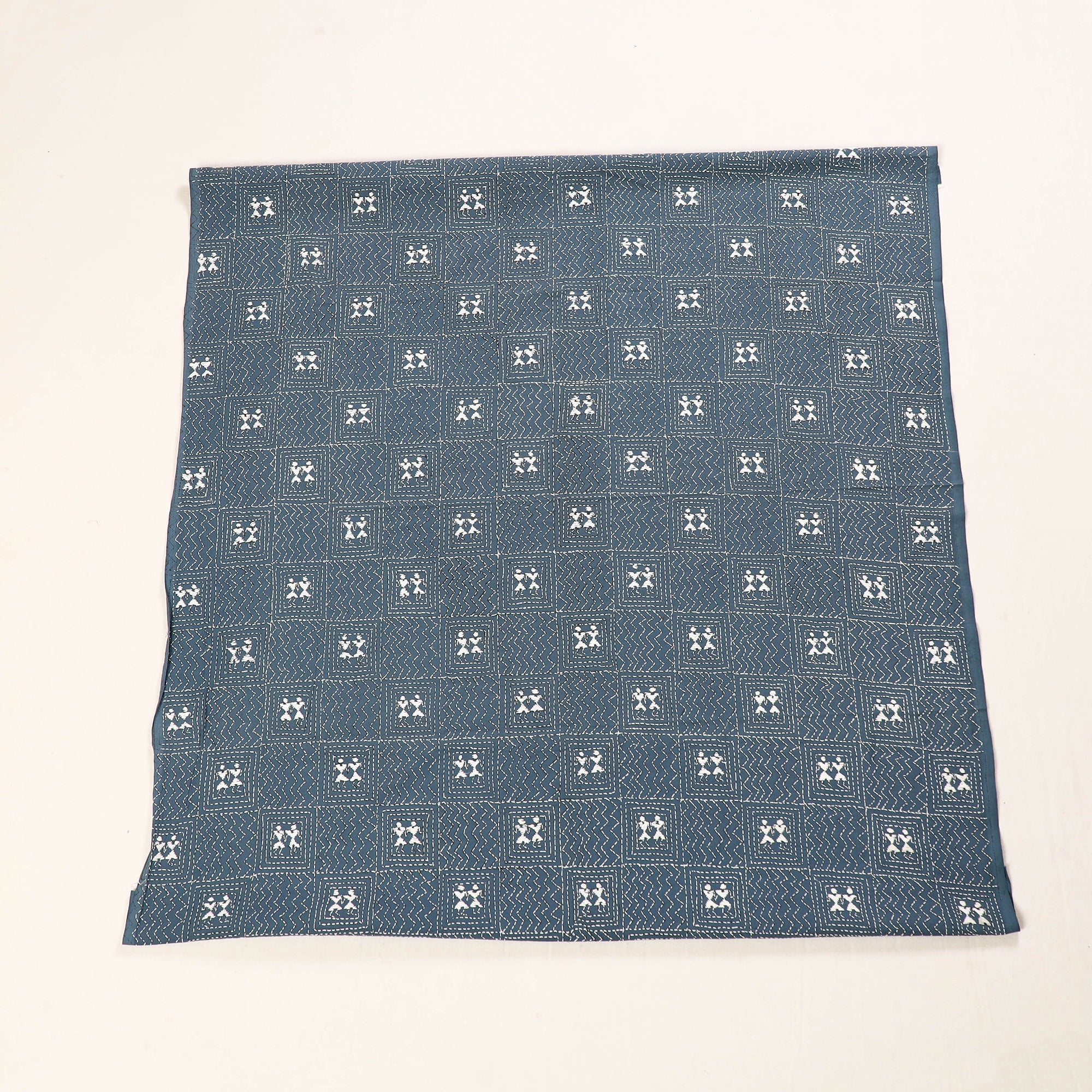 KHUSHBASH - HAPPY LOOM OF EAST Blue - Bengal Kantha Embroidery Cotton Blouse Piece 88 - view 2