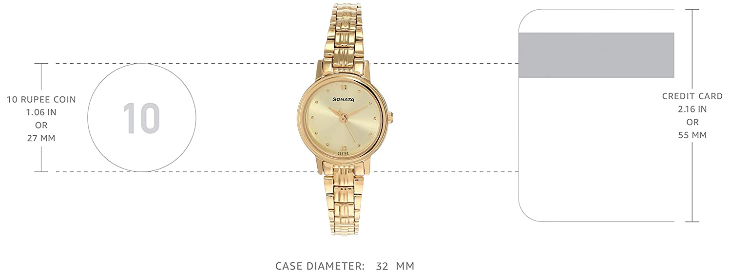 Sonata Champagne Dial Golden Metal Strap - view 2