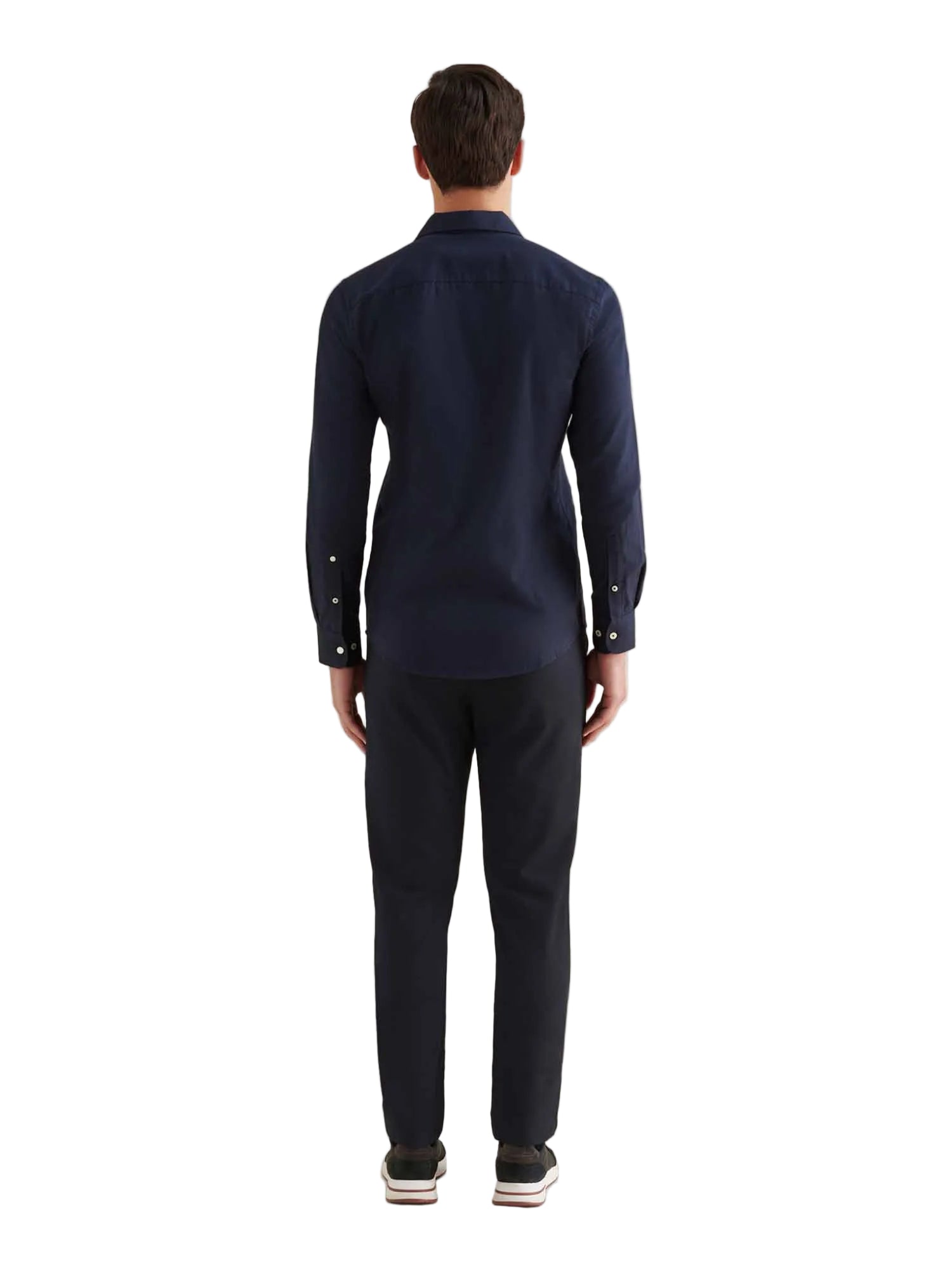 Peckham Rye Herringbone Spread Dark Sapphire Navy Flannel Shirt - view 2