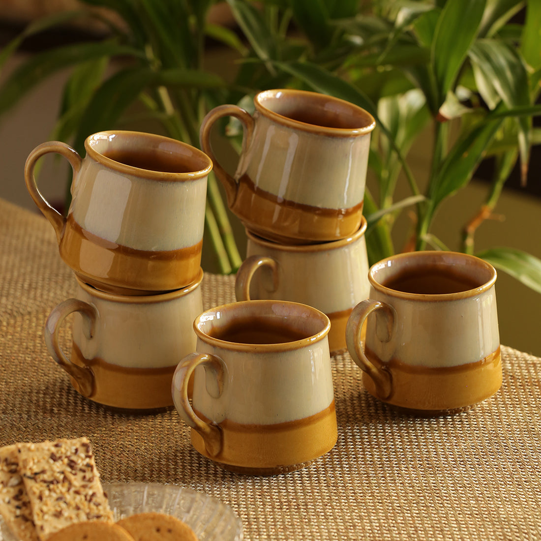 Tea coffee cups – EXCLUSIVELANE 'Silver Gold Dusk' Tea & Coffee Cups Dual-Glazed Studio Pottery In Ceramic (Set Of 6)
