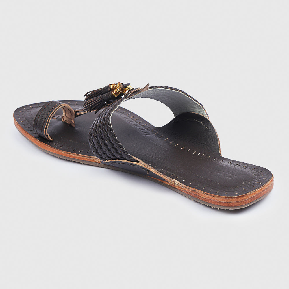 KORAKARI Brown Handstitched Leather Kolhapuri Women Slipper - view 5