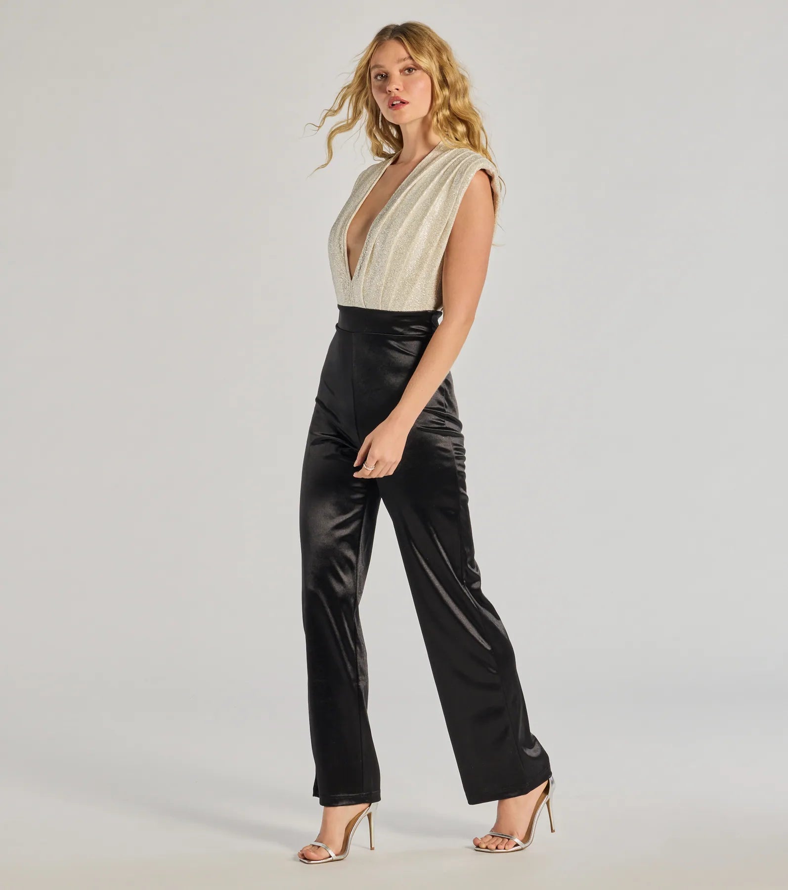 Windsor Radiant Era Glitter Lurex And Satin Jumpsuit - view 4