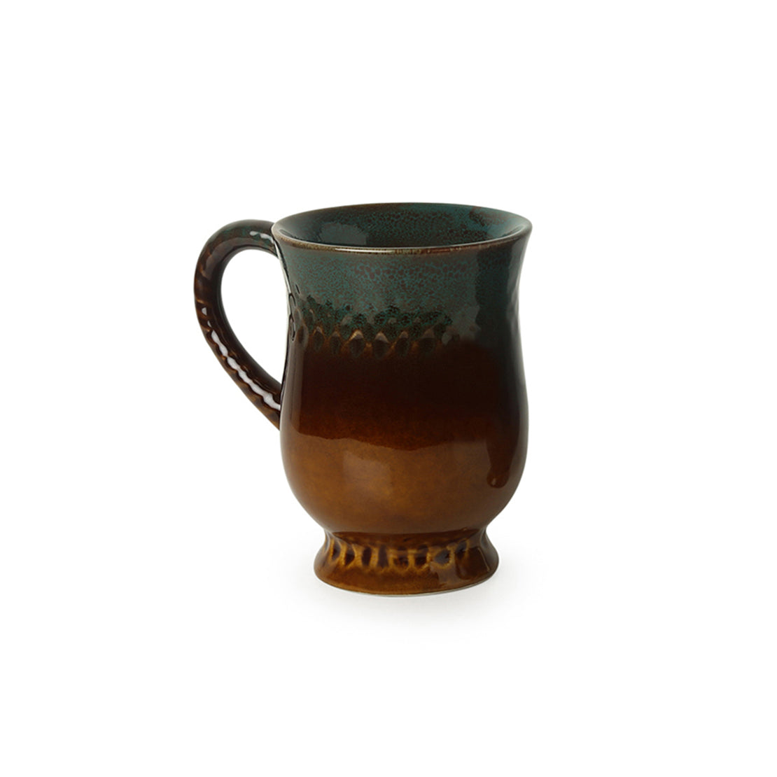 EXCLUSIVELANE 'Amber & Teal' Studio Pottery Tea & Coffee Mug In Ceramic (350ML, Microwave Safe) - view 2