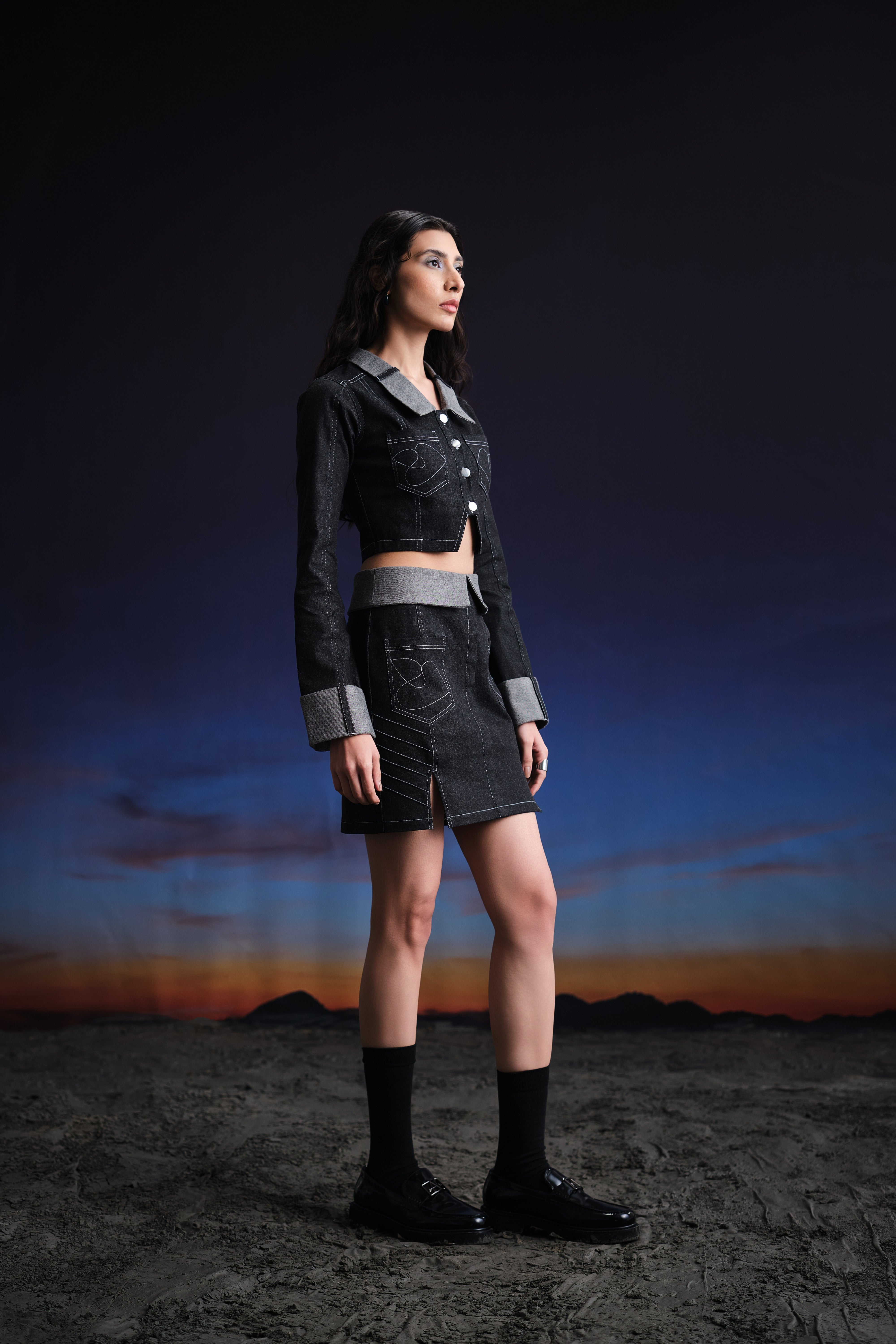THNWHN Deconstructed Denim Skirt - view 5