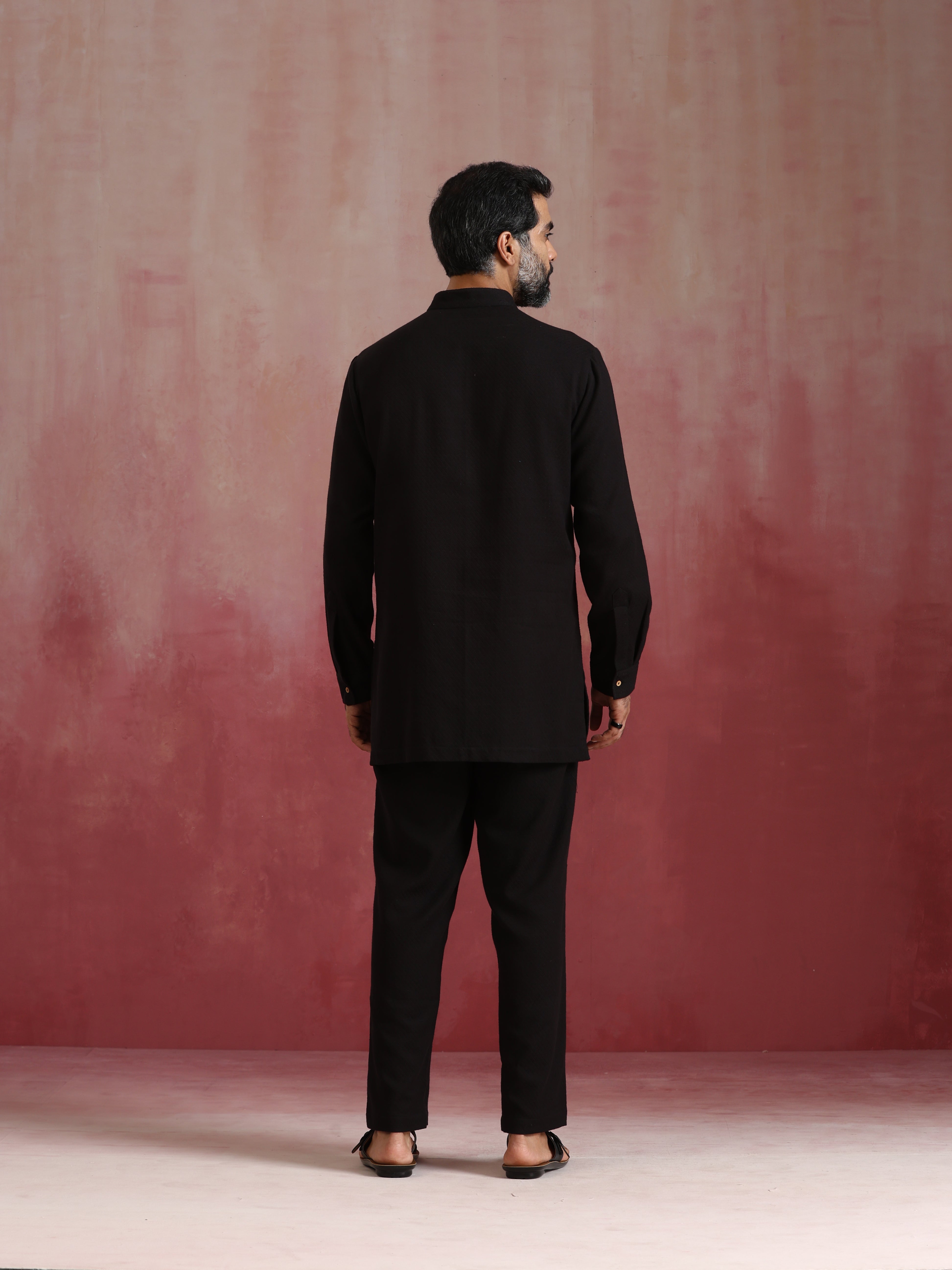 trueBrowns Men's Black Cotton Dobby Co-ord Set - view 7