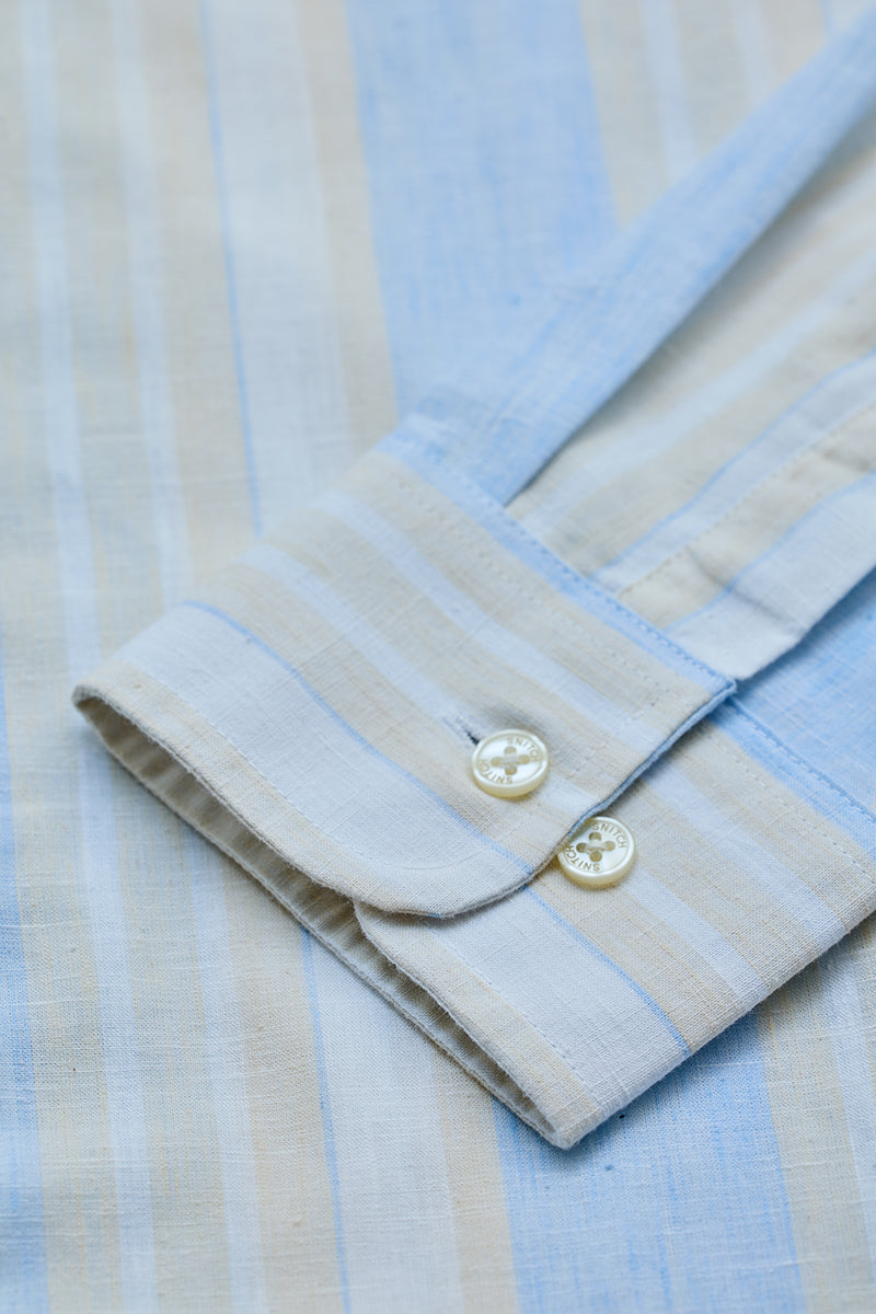 SNITCH Light Blue Stripes Slim Fit Shirt - view 8