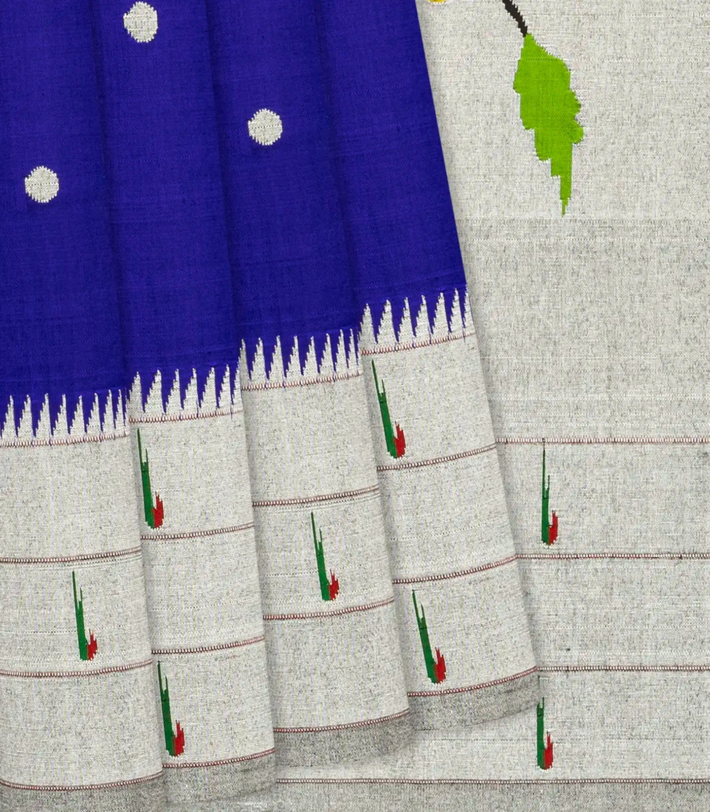 RmKV Violet Handloom Paithani Silk Saree With Coin Buttas & Muniya Motifs In Border-Violet