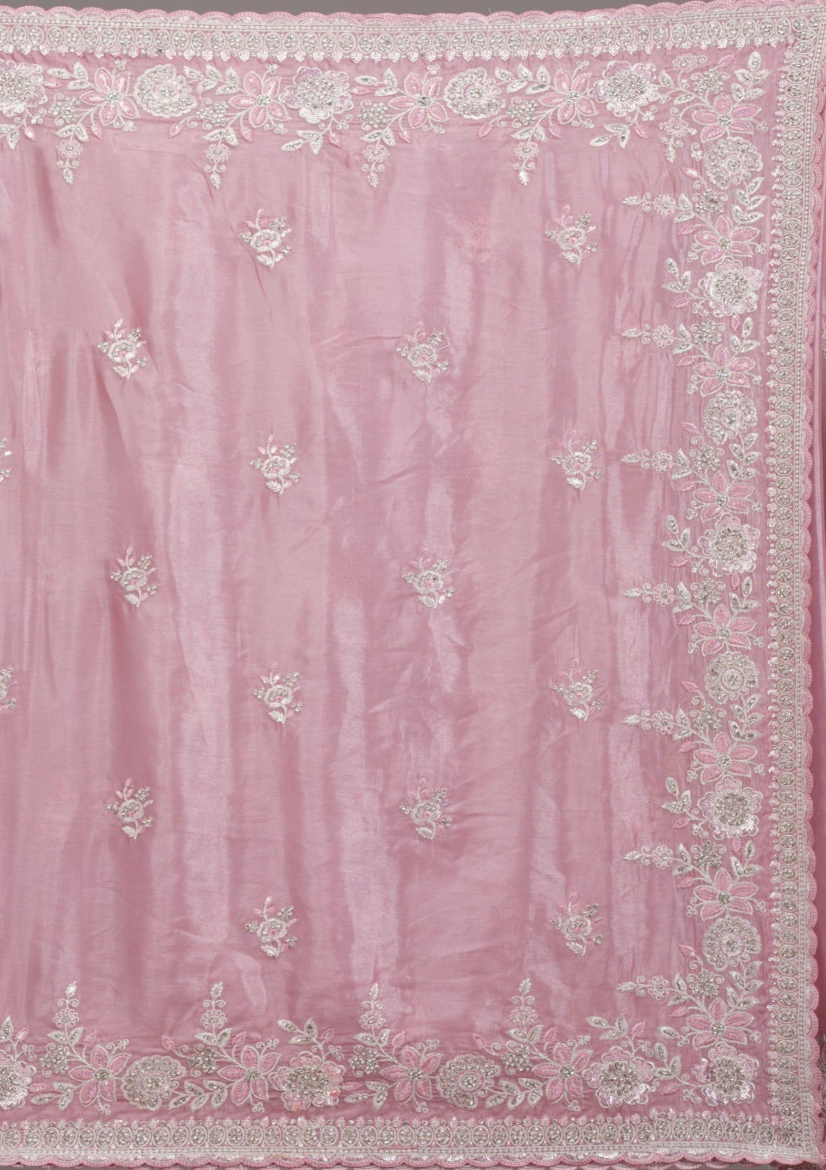 Koskii Pink Zariwork Tissue Saree – Women's - view 10