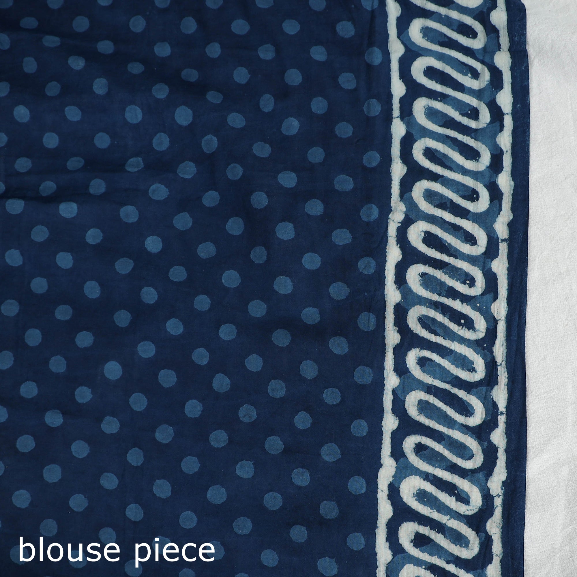 ARTISAN HAND BLOCK PRINTS Blue - Bagru Dabu Block Printed Mul Cotton Saree - view 8