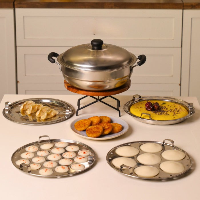 RasoiShop NAVRATRI COMBO #6 - Softel Stainless Steel Multi kadhai With 6 Plate + Milton Pearl JR. Gift Set, 3 Casseroles - view 2