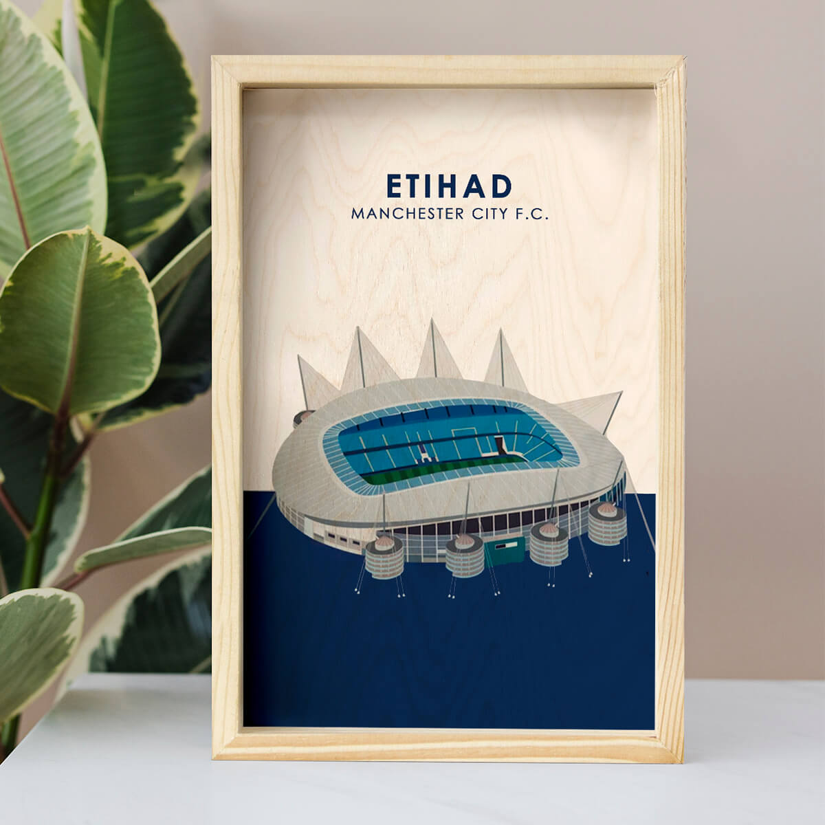 Bigsmall_cc Manchester City Etihad Stadium Wooden Wall Art