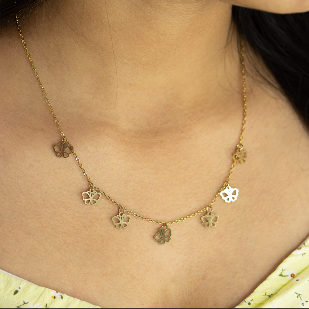 Branta Multi Butterfly Layer Necklace and Earring Set For Women - view 2
