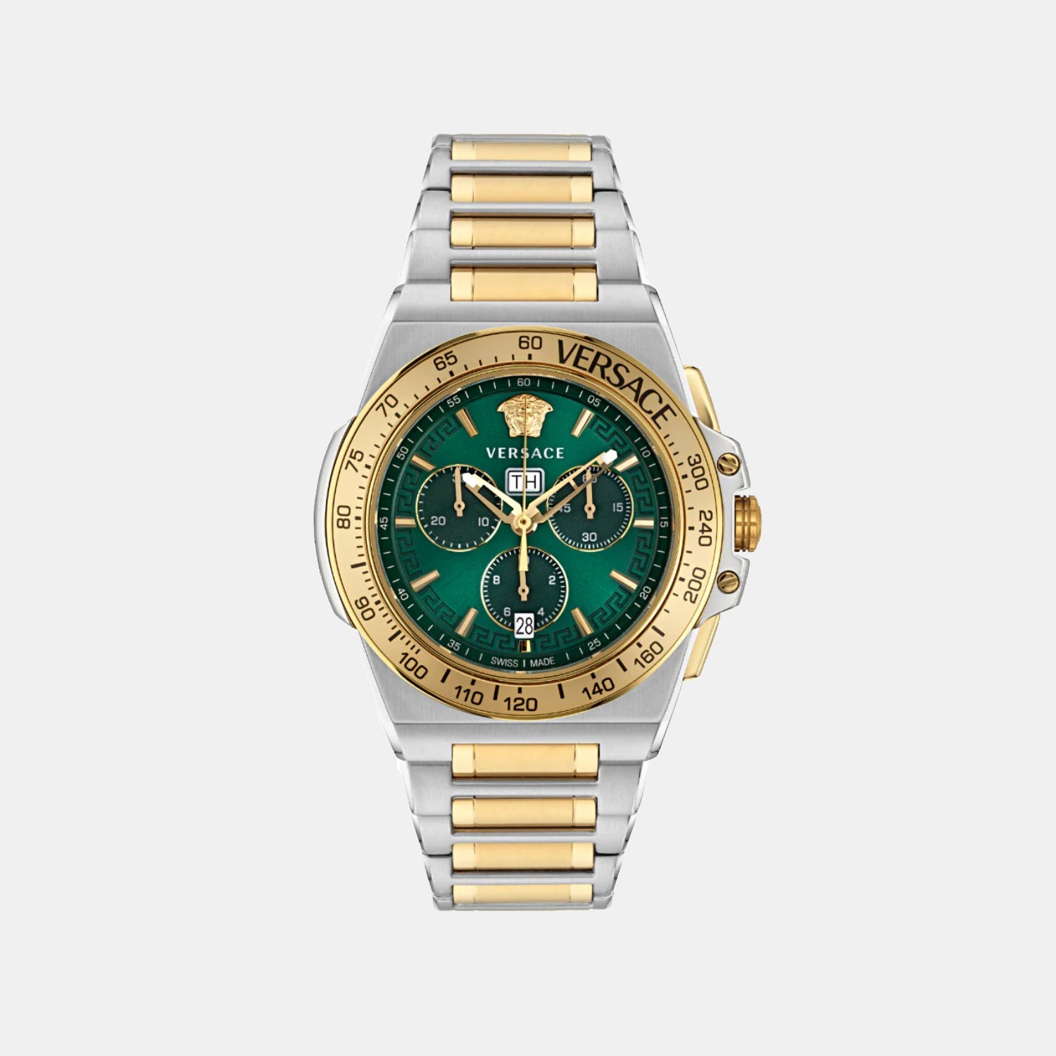Versace Greca Men Quartz Green Dial Chronograph Stainless Steel Watch VE7H00523