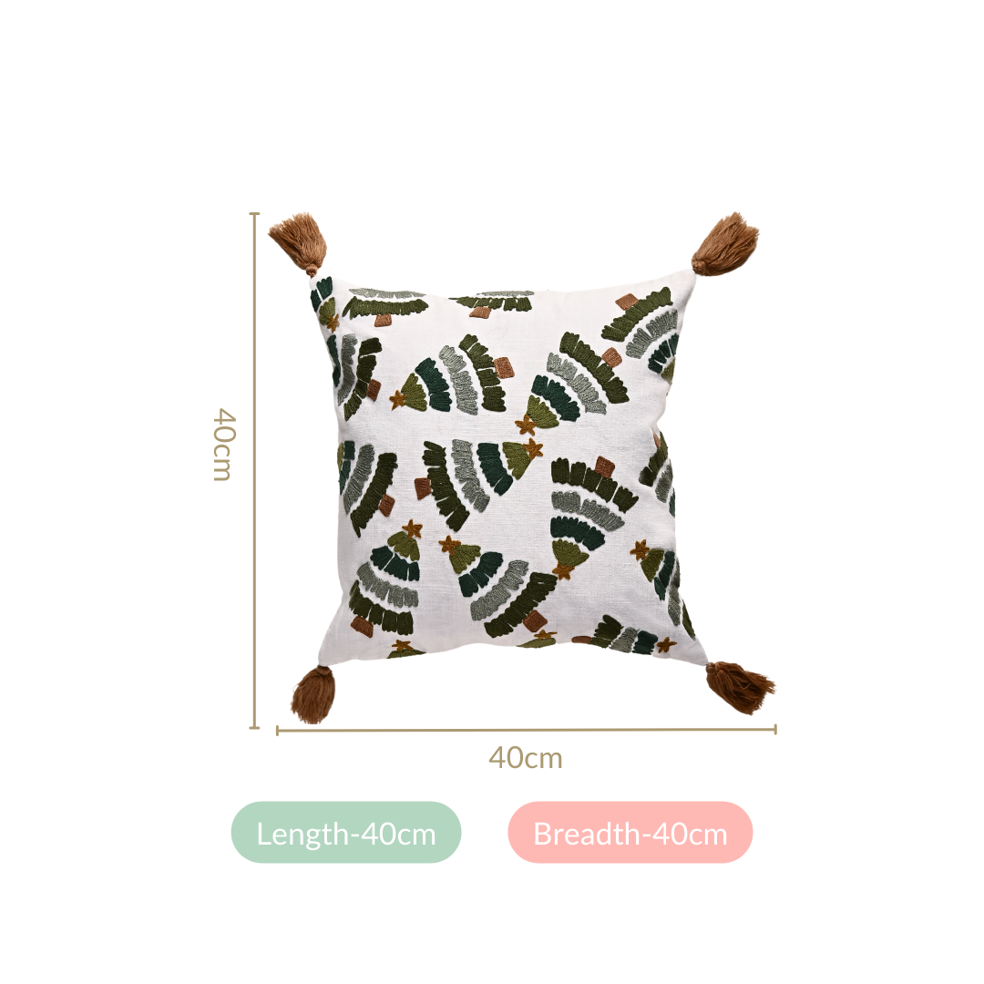 Nestasia Snowy White Sofa Cushion Cover With Christmas Trees 40x40cm - view 4