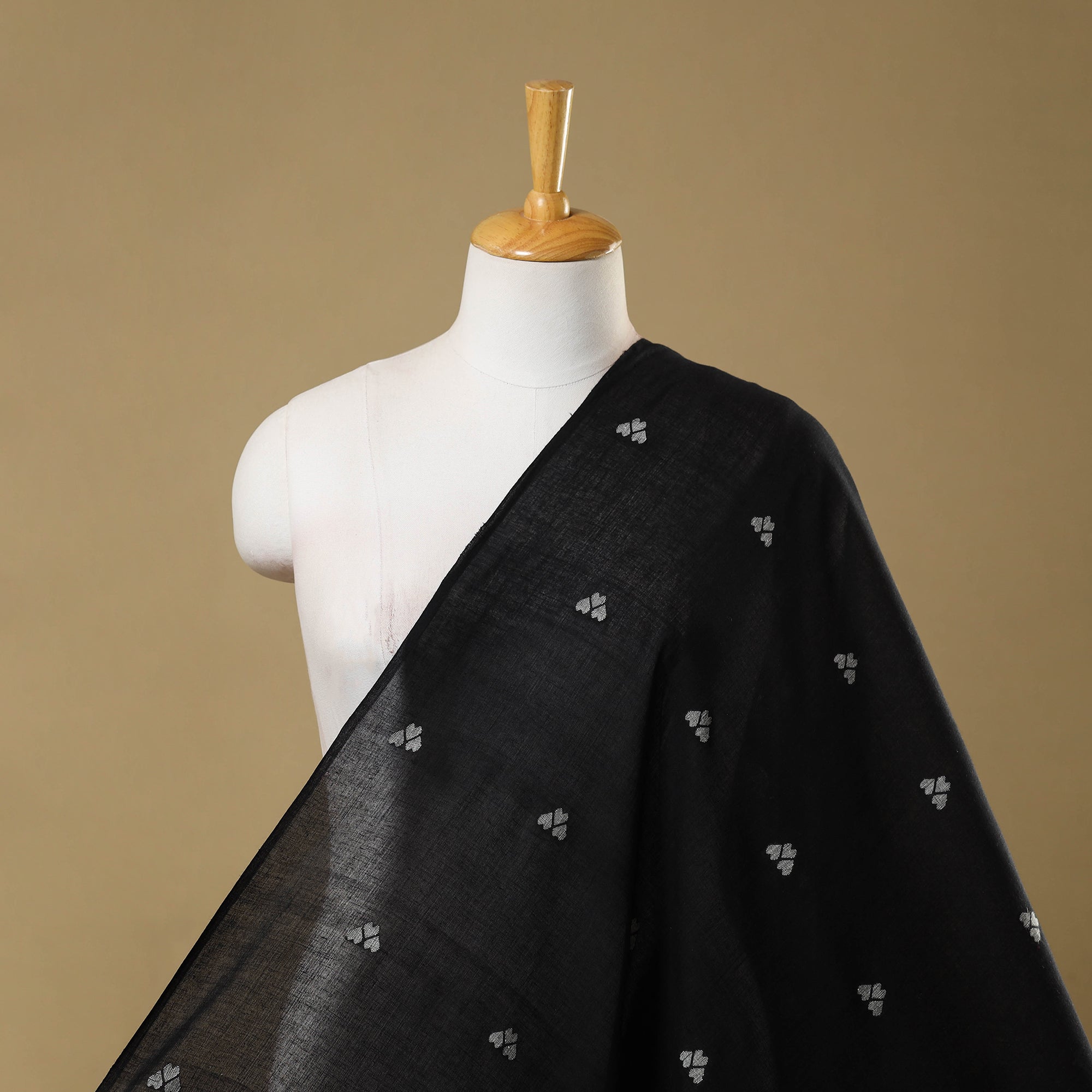 SASHA Black - Handloom Cotton Phulia Jamdani Fabric 12
