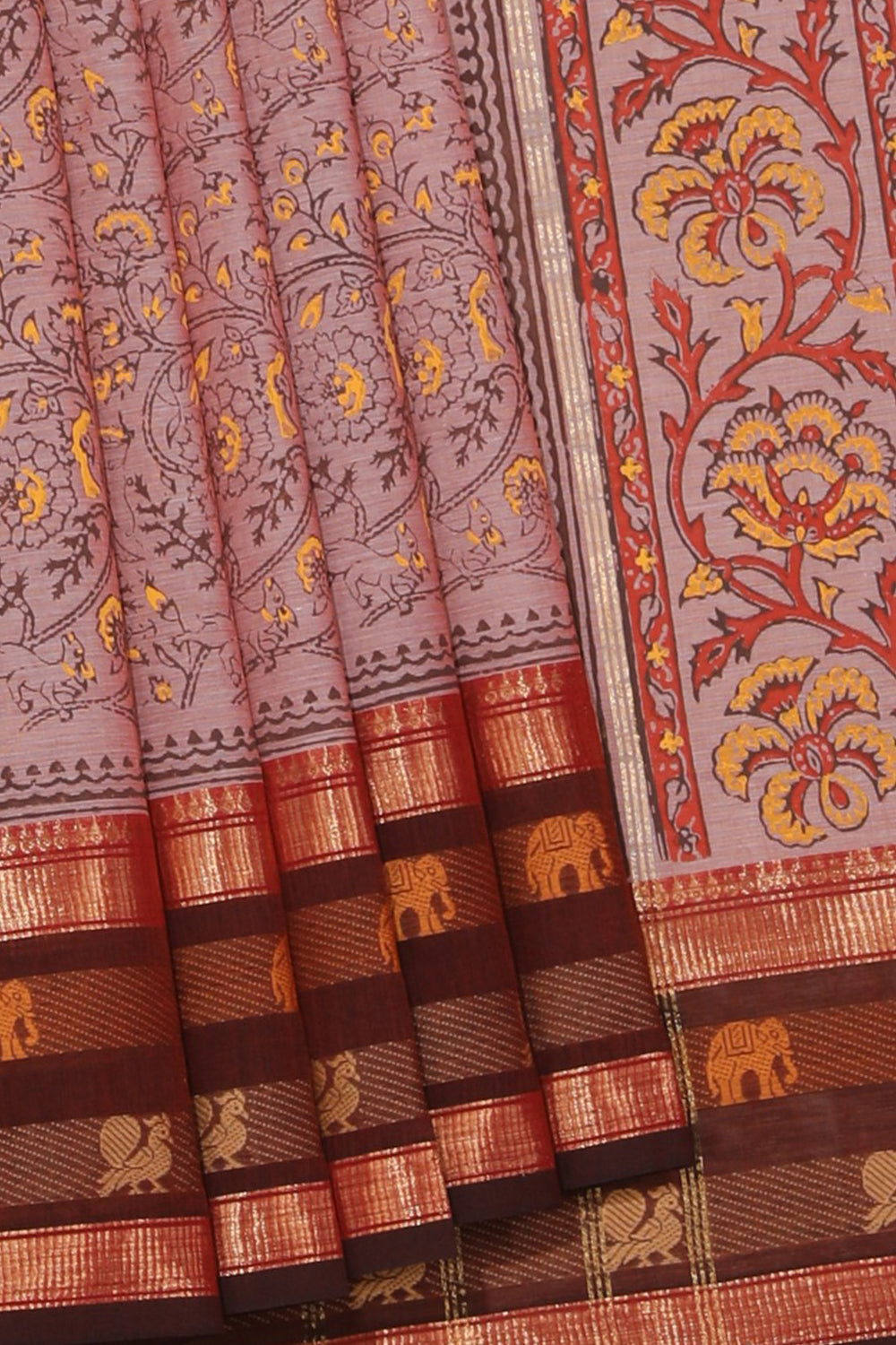 Kalanjali Ethnics Hand block printed cotton saree