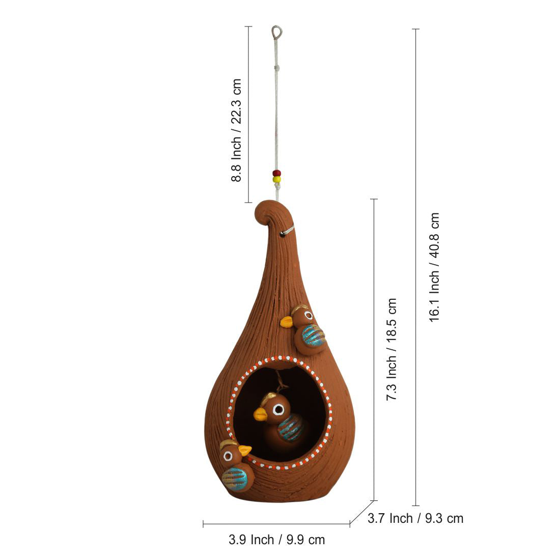 EXCLUSIVELANE 'Cuckoo in a Nest' Handpainted Garden Decorative Terracotta Bird House - view 5