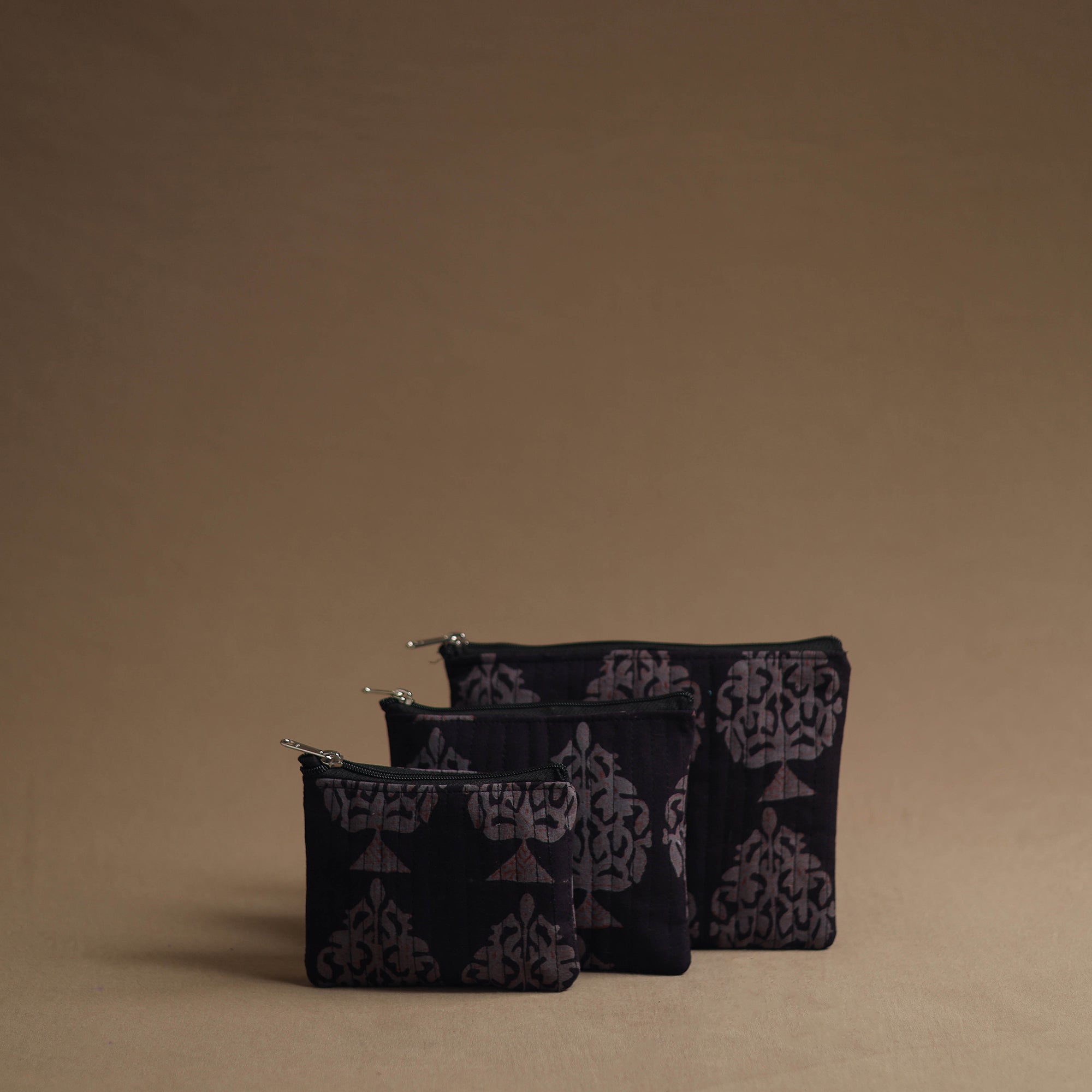NOORI BAZAR Black - Handmade Cotton Multipurpose Utility Pouches (set of 3) 39