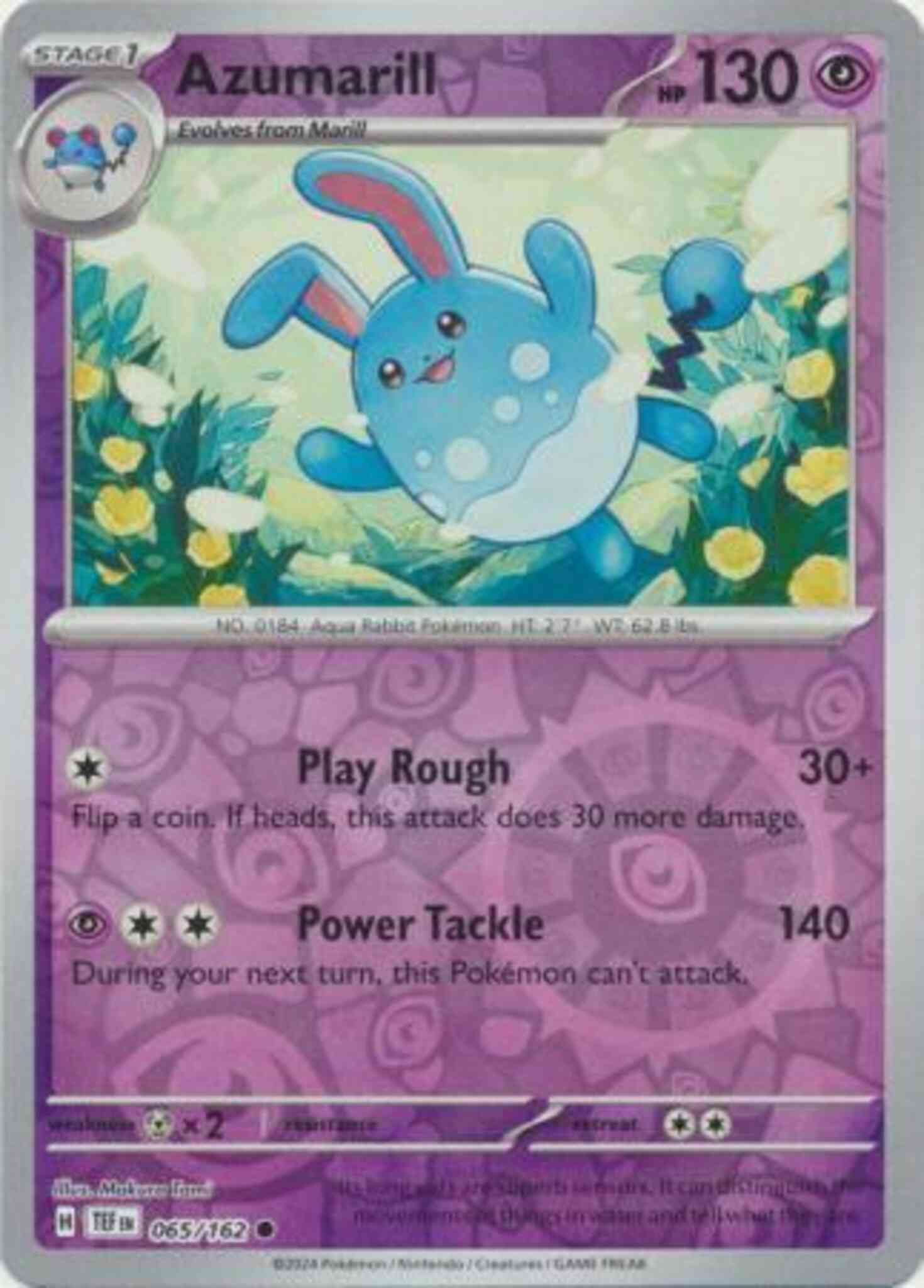Common sv05-065 reverse – Pokémon Azumarill - 065/162 - Common [sv05-065] [Reverse Holo]