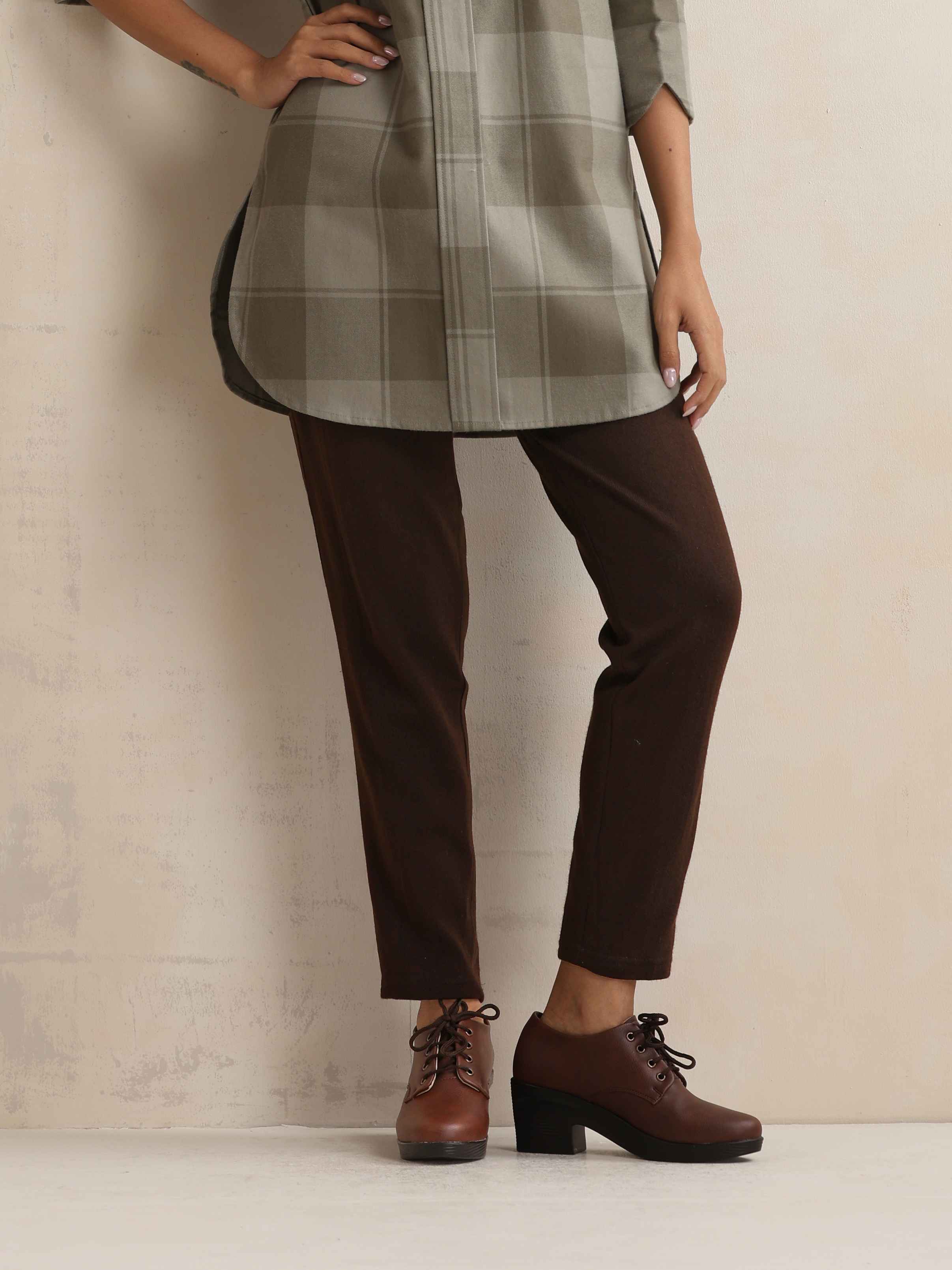 trueBrowns Green Check High Neck Short Kurta - view 8